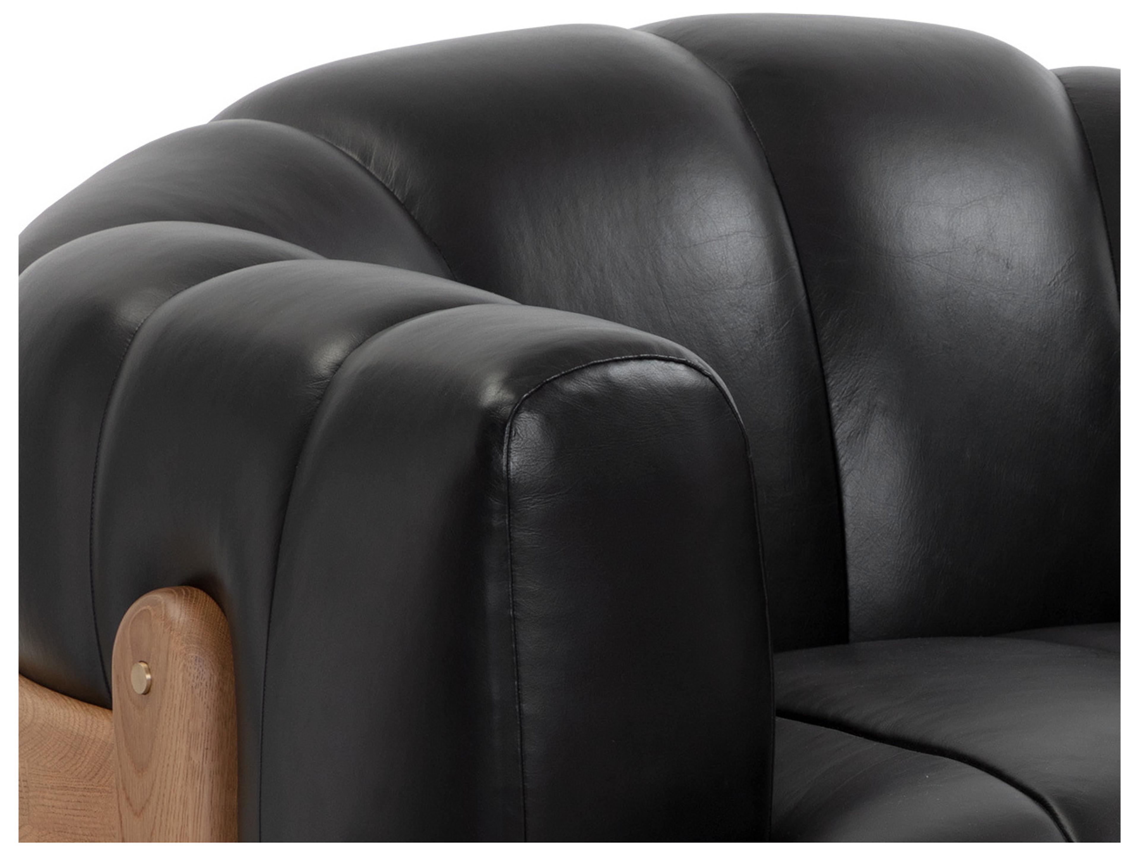 Sunpan Tadeo Swivel Black Leather Accent Chair