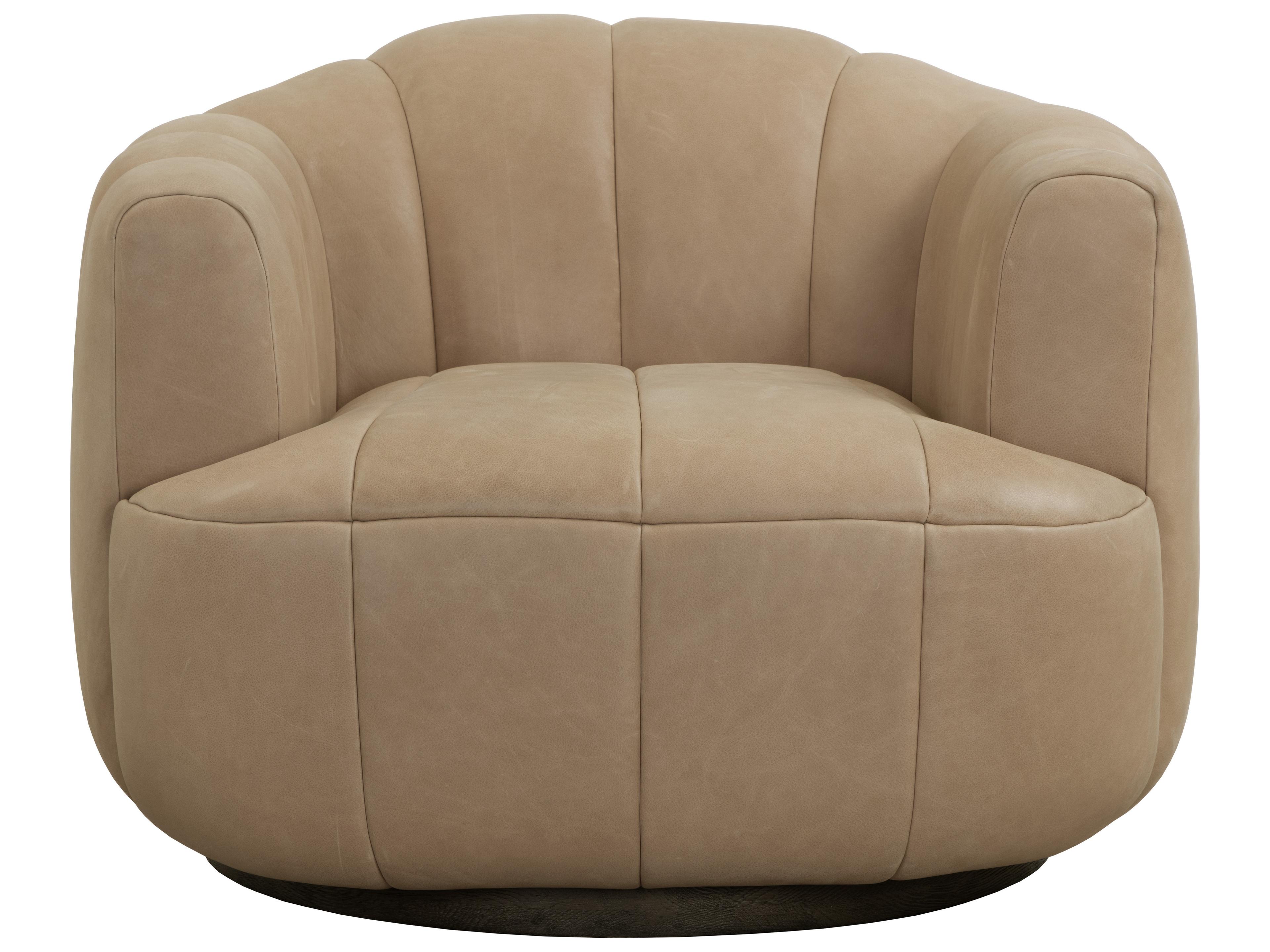 Tadeo Swivel Beige Leather Accent Chair