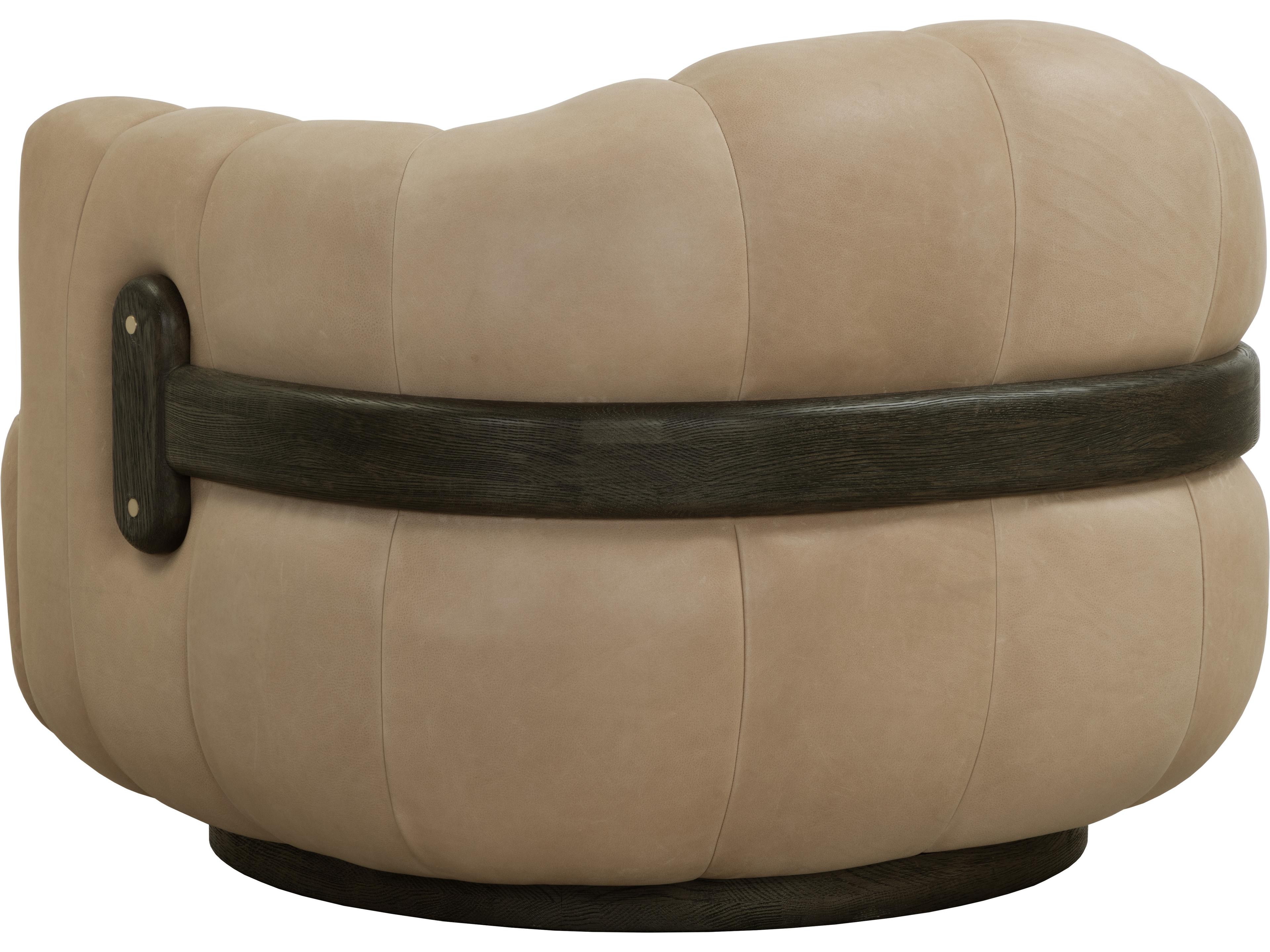 Sunpan Tadeo Swivel Beige Leather Accent Chair