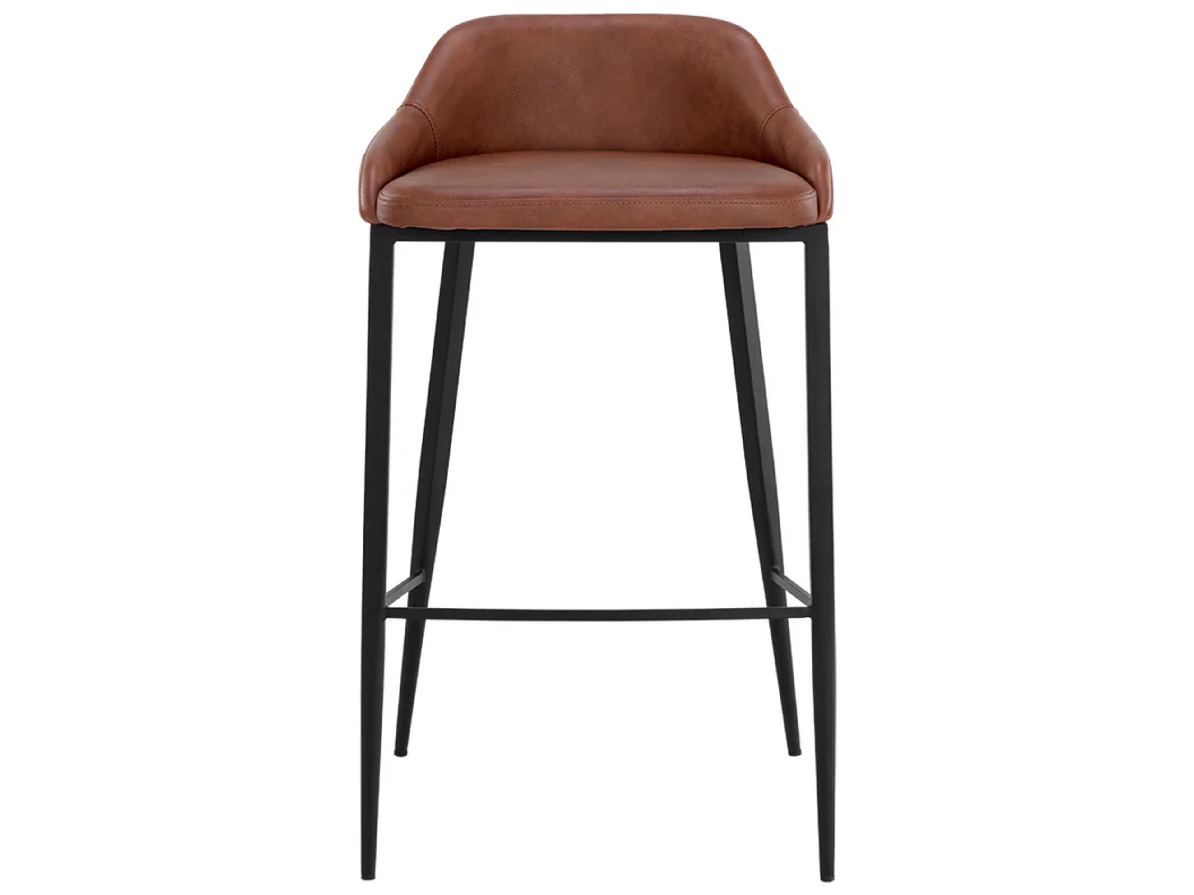 Sunpan Astra Black Cinnamon Brown Faux Leather Bar Stool