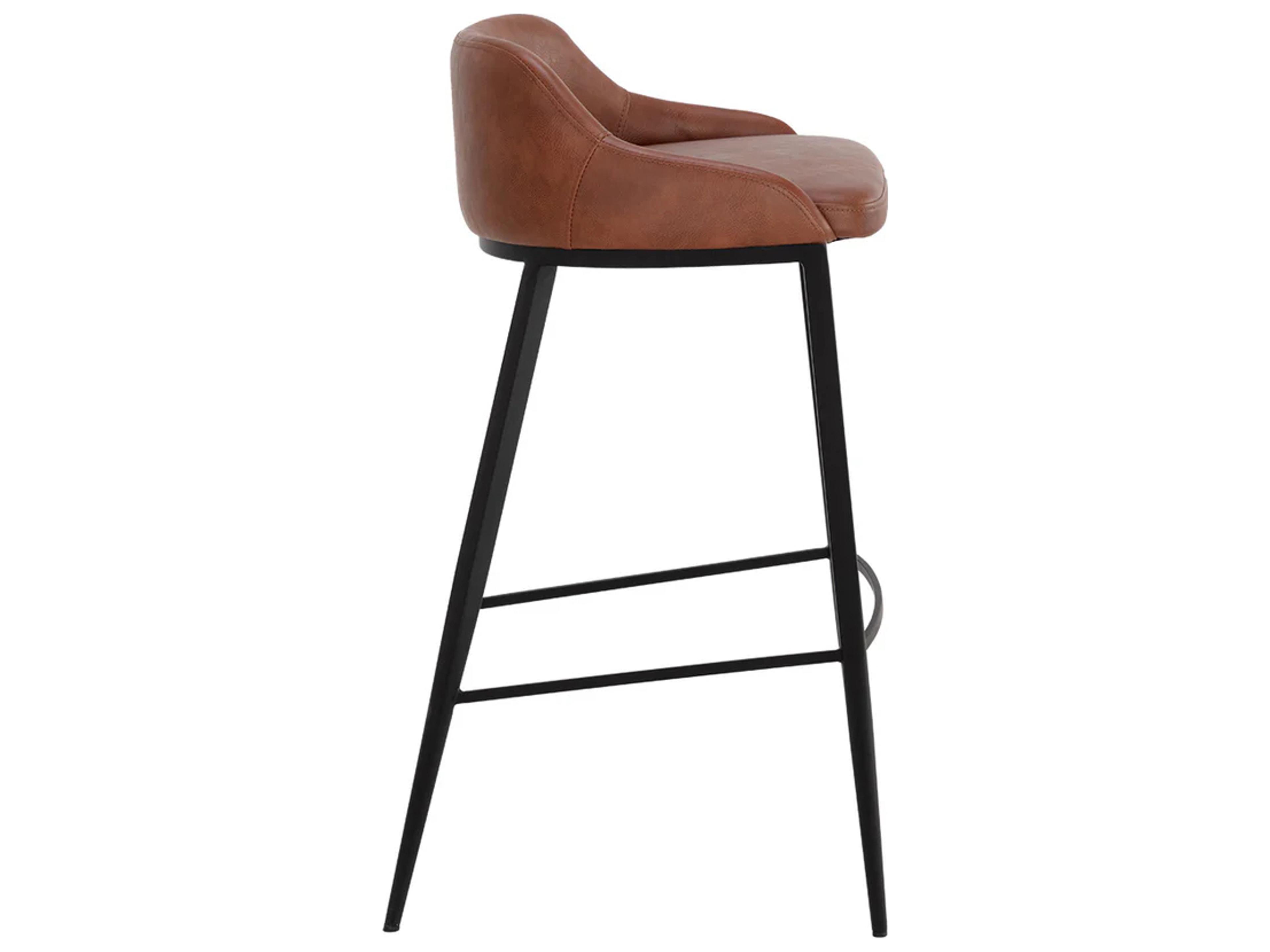 Sunpan Astra Black Cinnamon Brown Faux Leather Bar Stool