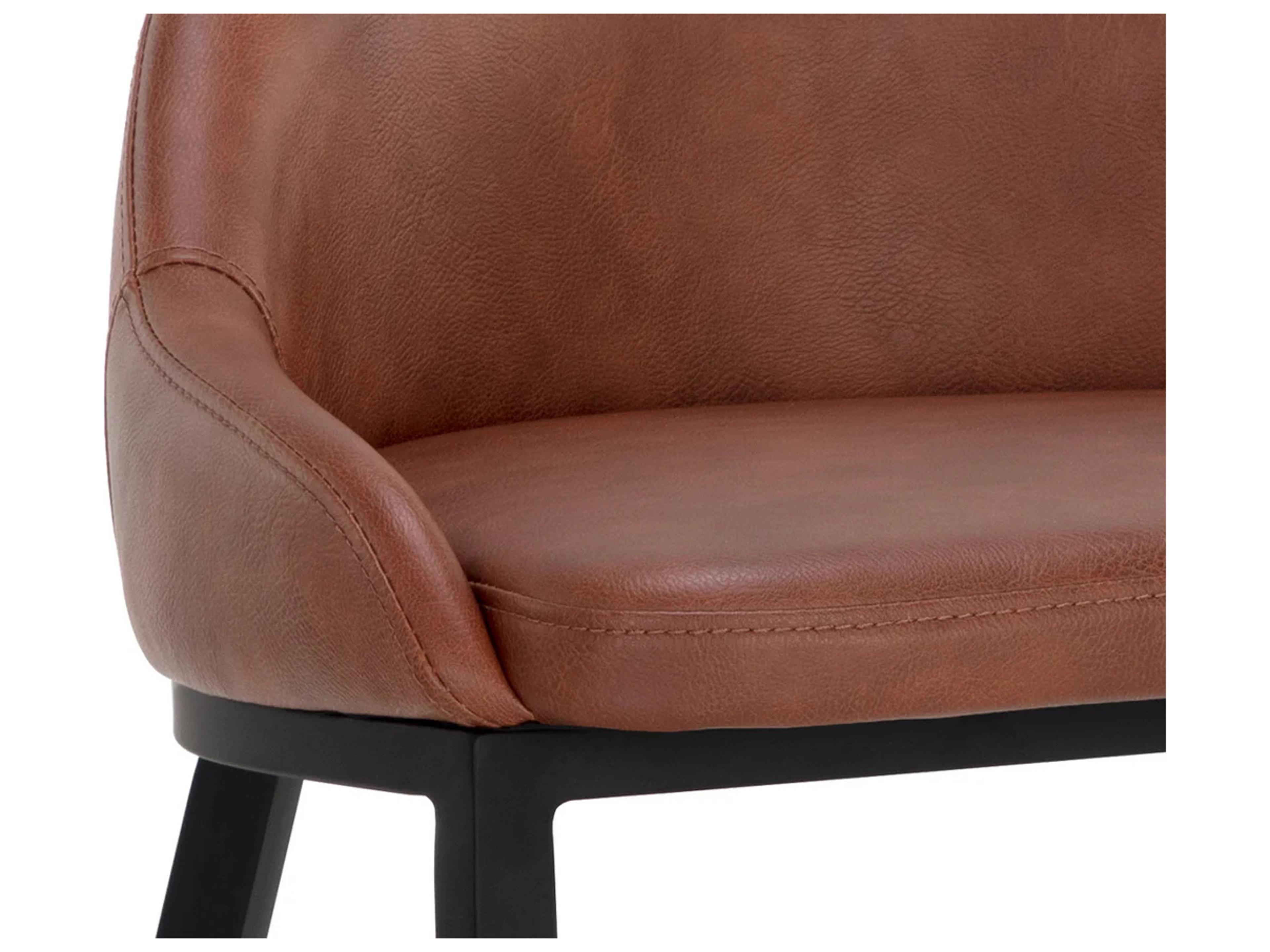 Sunpan Astra Black Cinnamon Brown Faux Leather Bar Stool