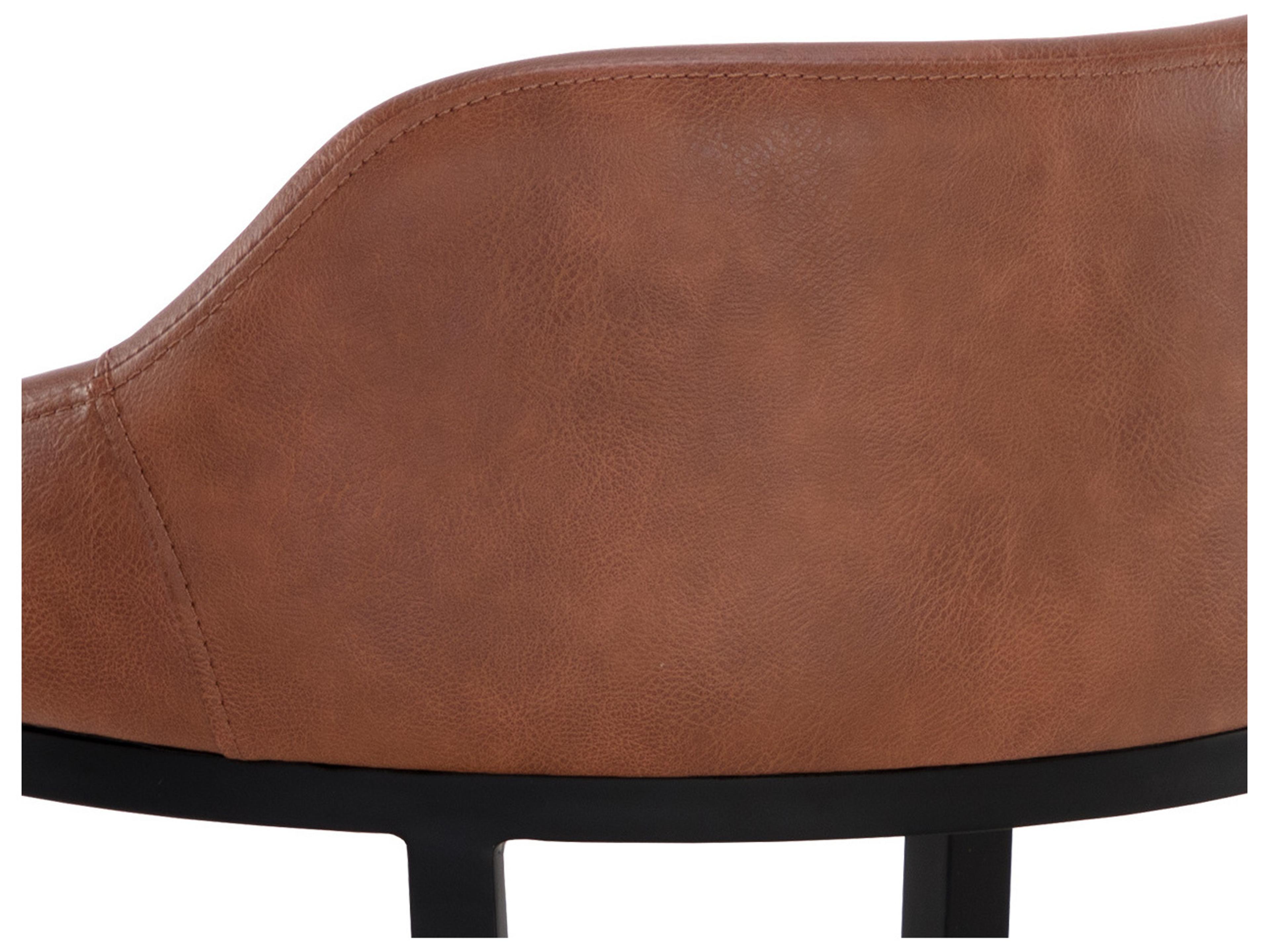 Sunpan Astra Black Cinnamon Brown Faux Leather Bar Stool