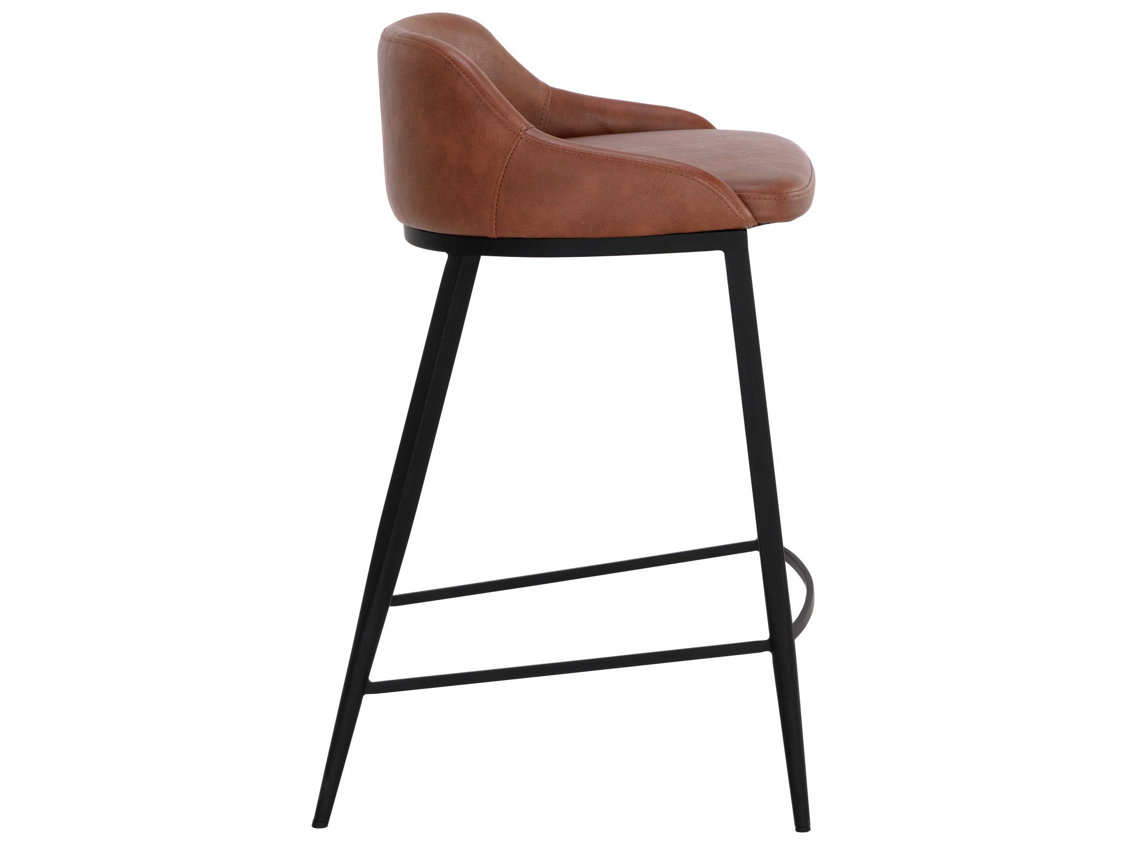 Sunpan Astra Black Cinnamon Brown Faux Leather Bar Stool