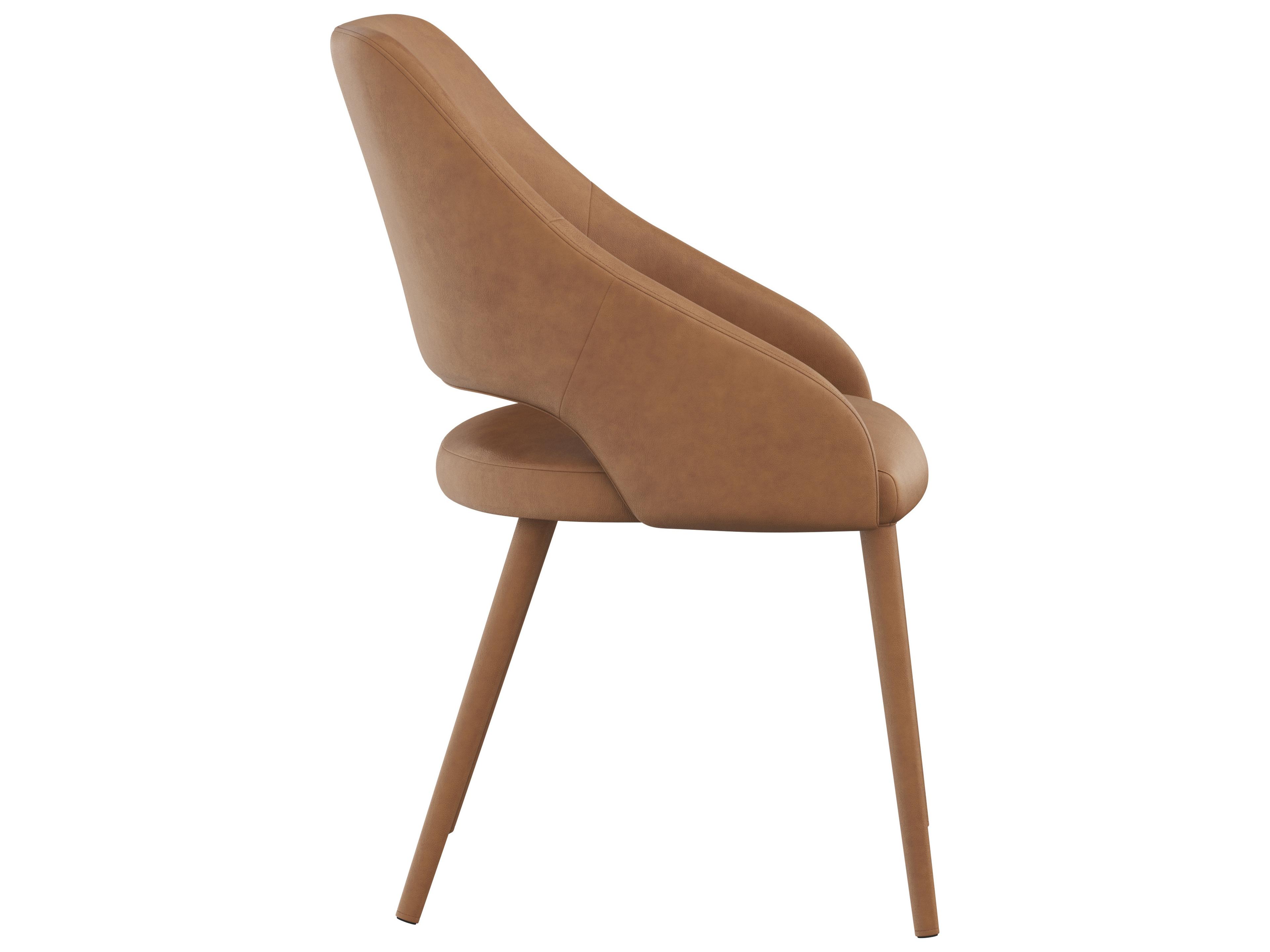 Sunpan Galen Brown Leather Side Dining Chair