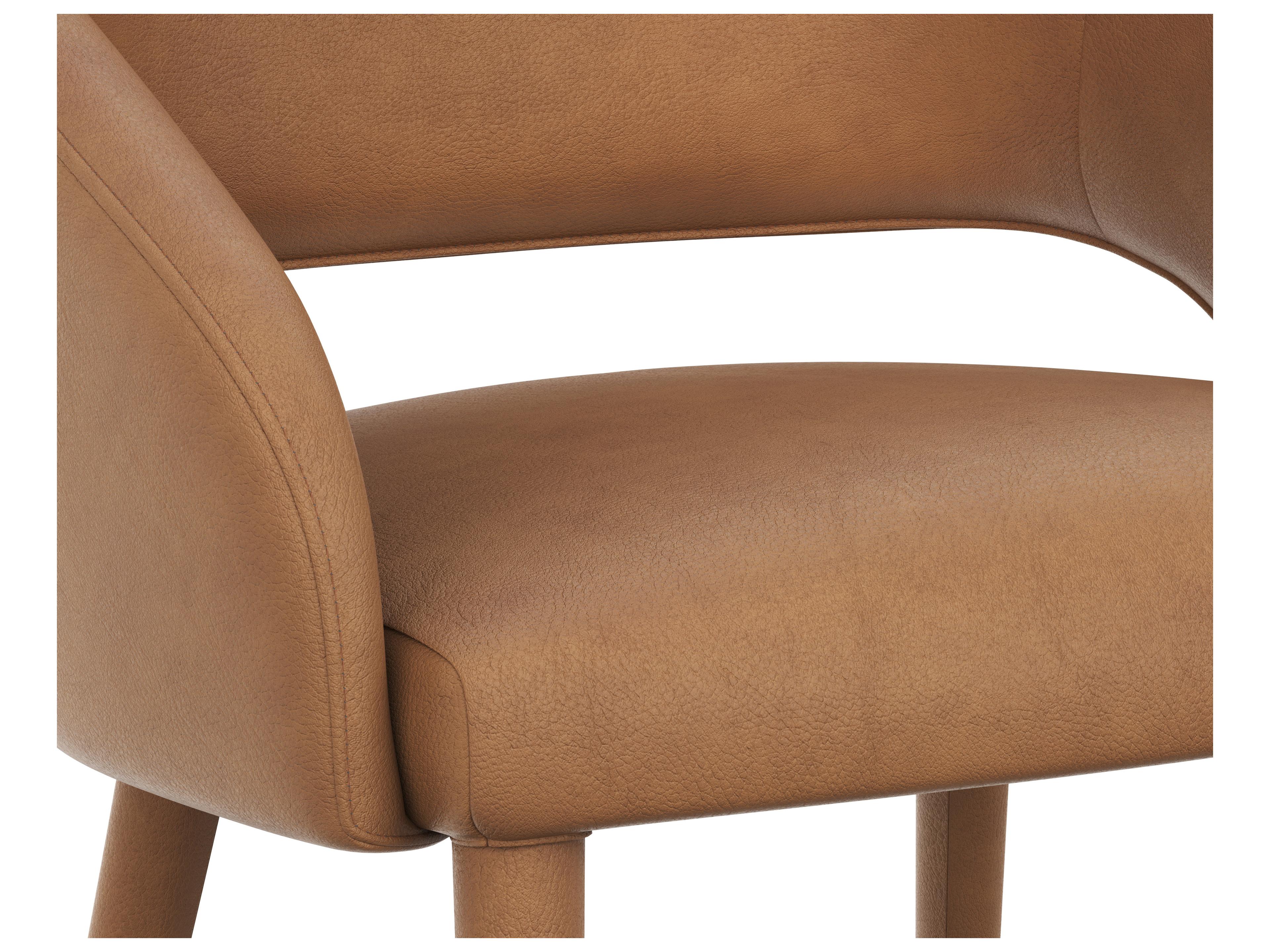 Sunpan Galen Brown Leather Side Dining Chair