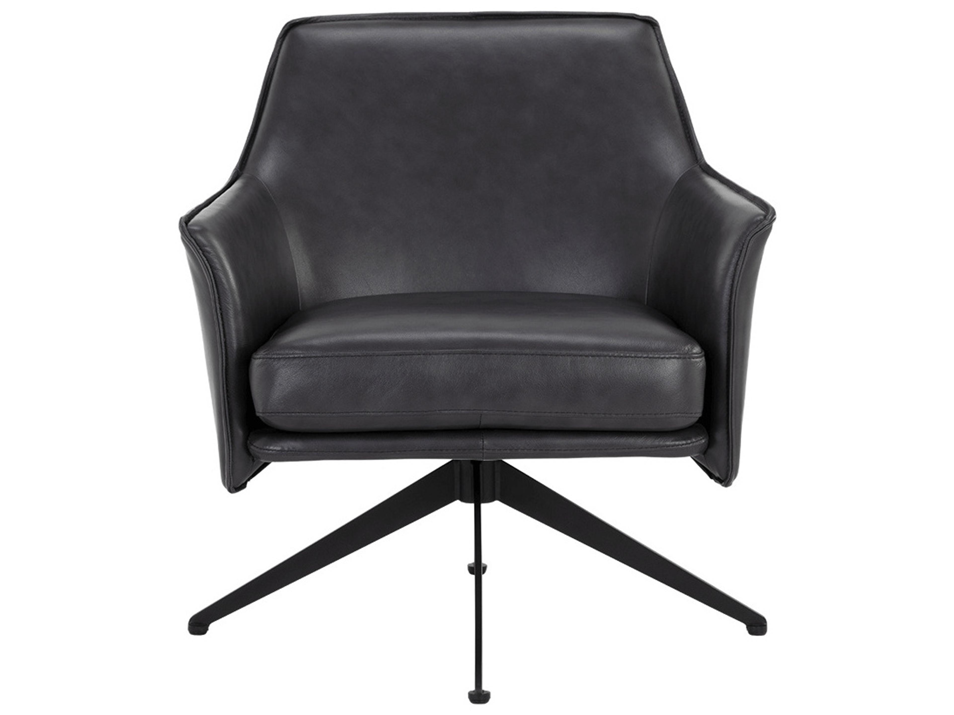 Sunpan Crosby Black Leather Accent Chair
