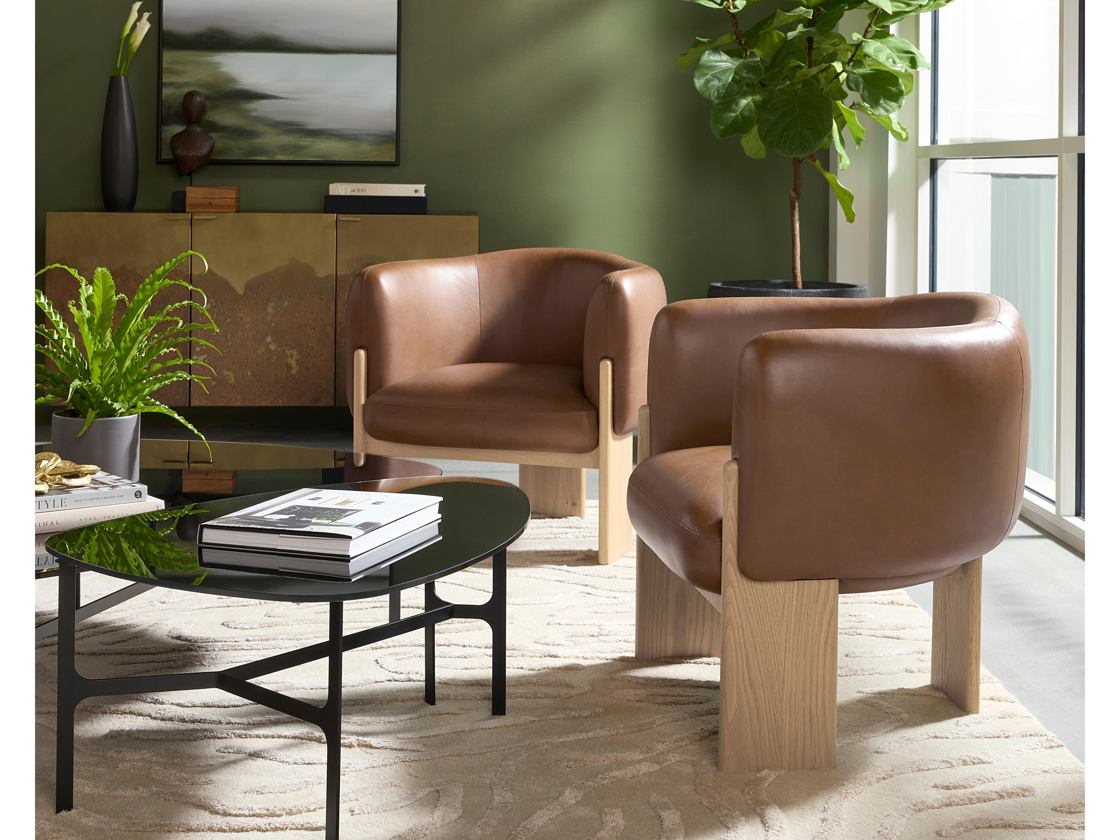 Sunpan Trine Brown Leather Accent Chair