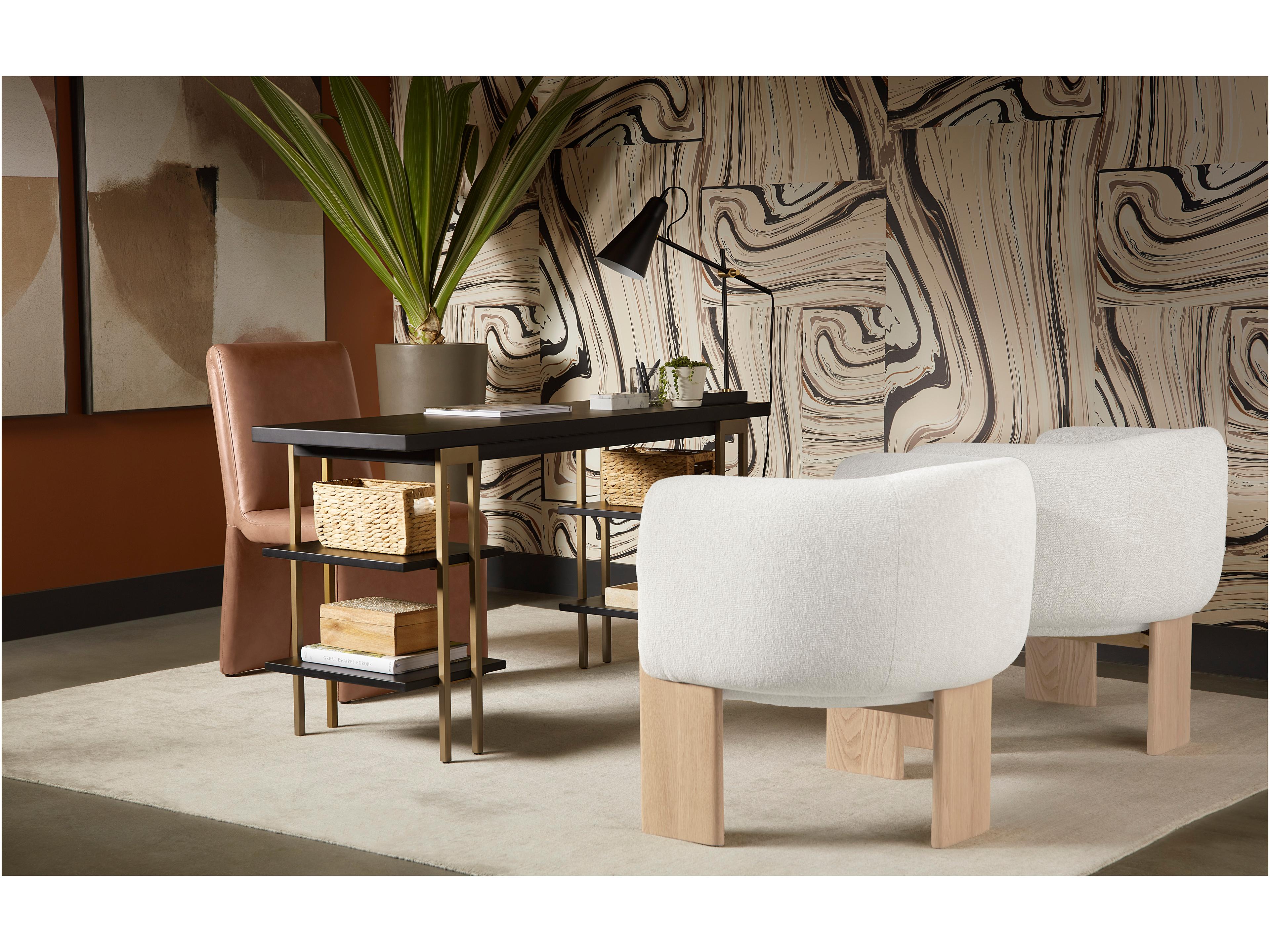 Sunpan Trine White Fabric Accent Chair