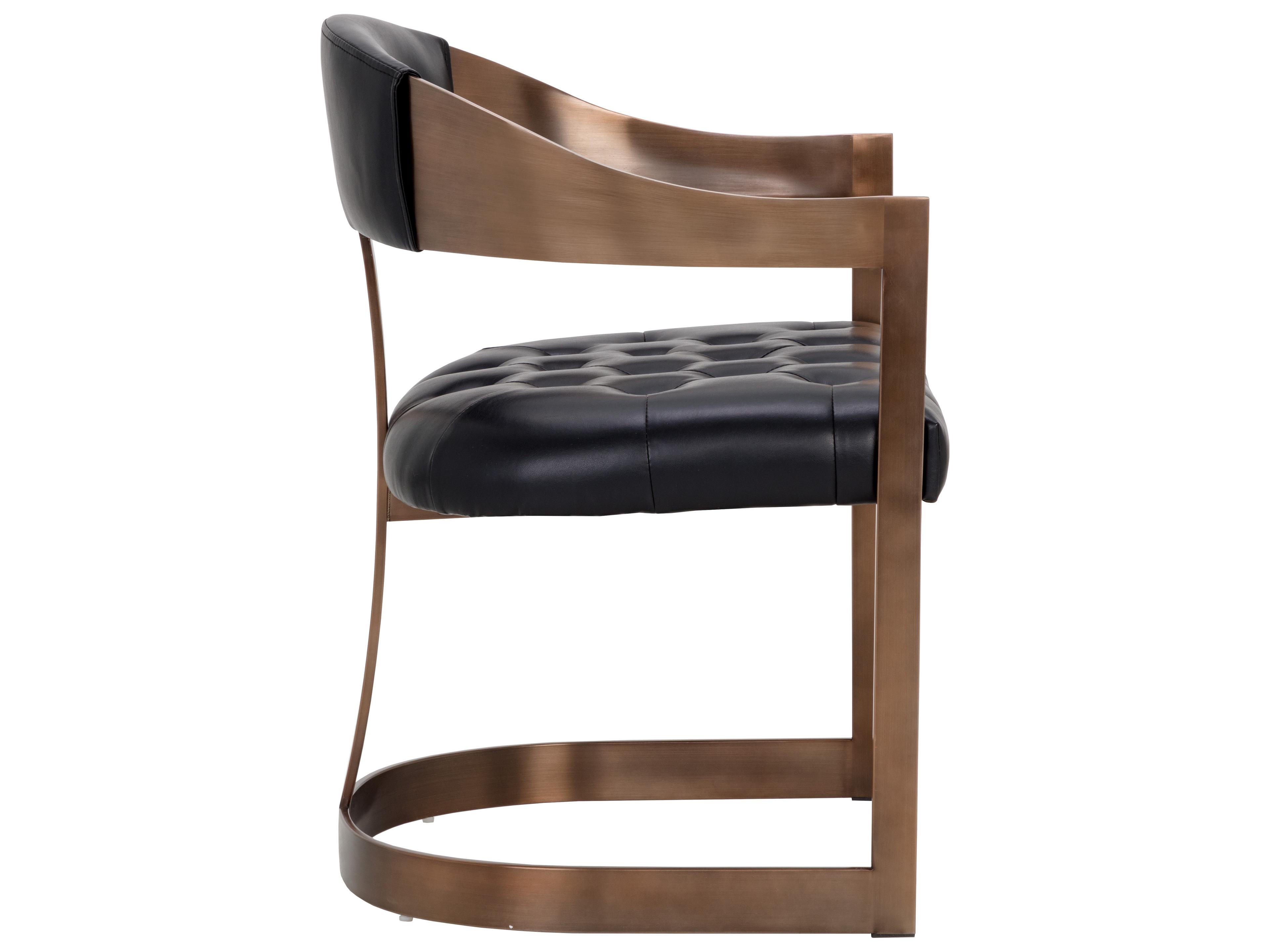 Sunpan Beaumont Black Leather Arm Dining Chair