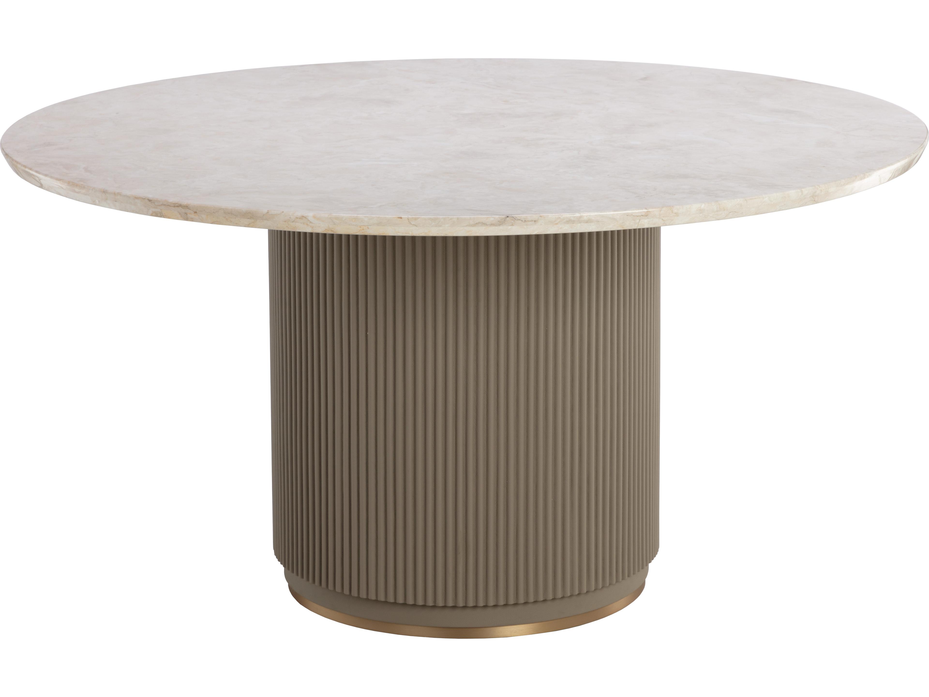 Cataldi Round Marble Dining Table with Fluted Base
