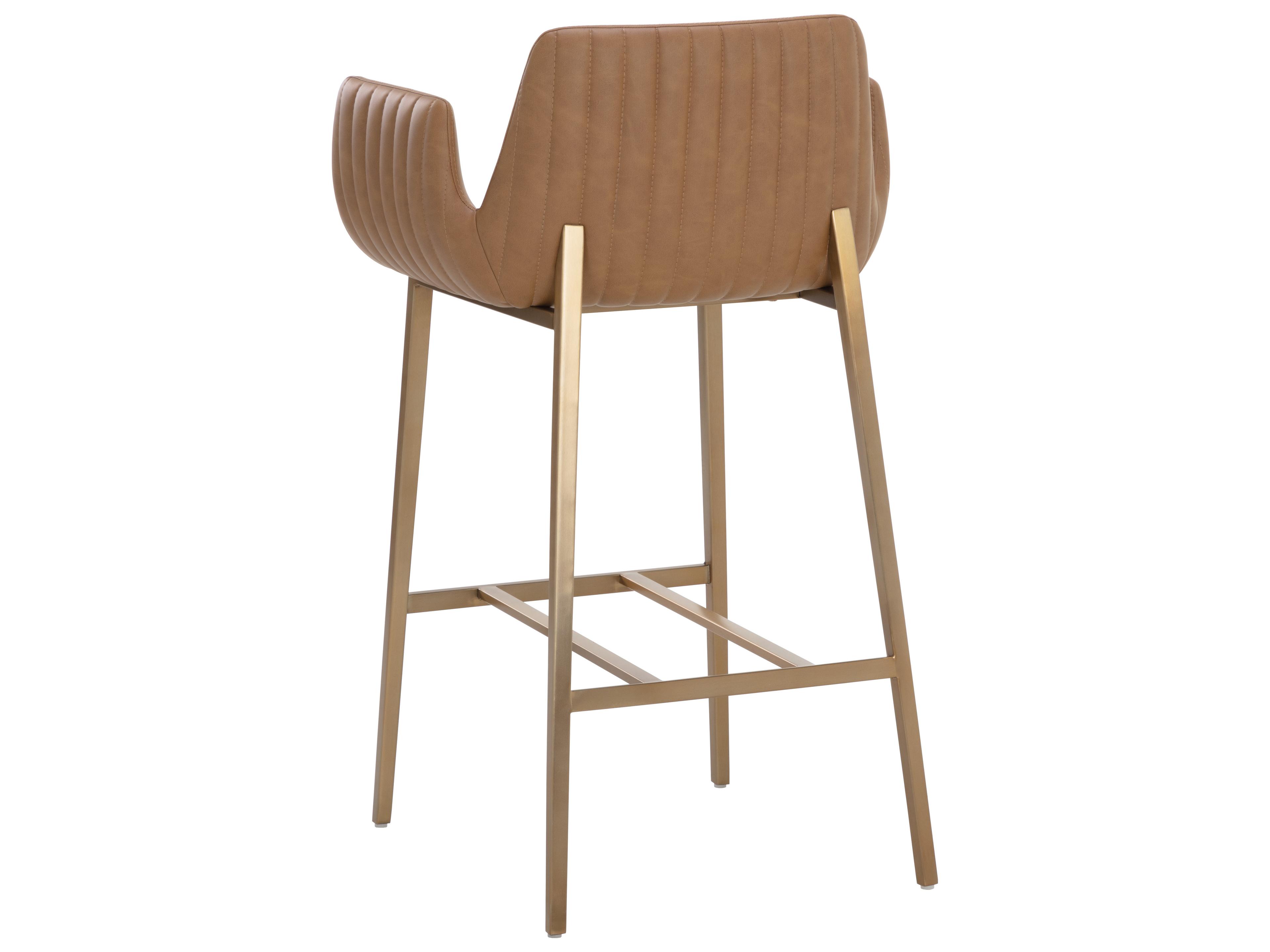 Sunpan Ikon Gold Faux Leather Bar Stool