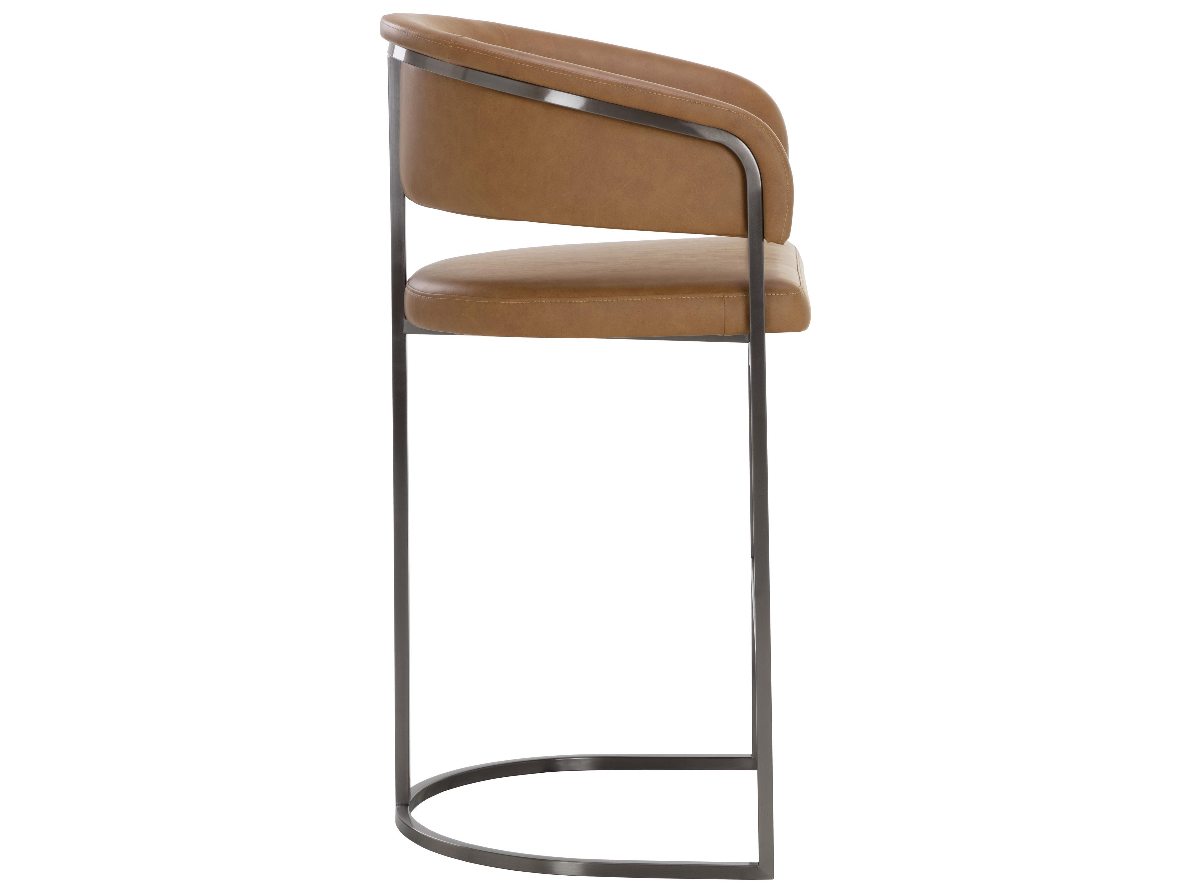 Sunpan Ikon Gunmetal Faux Leather Bar Stool