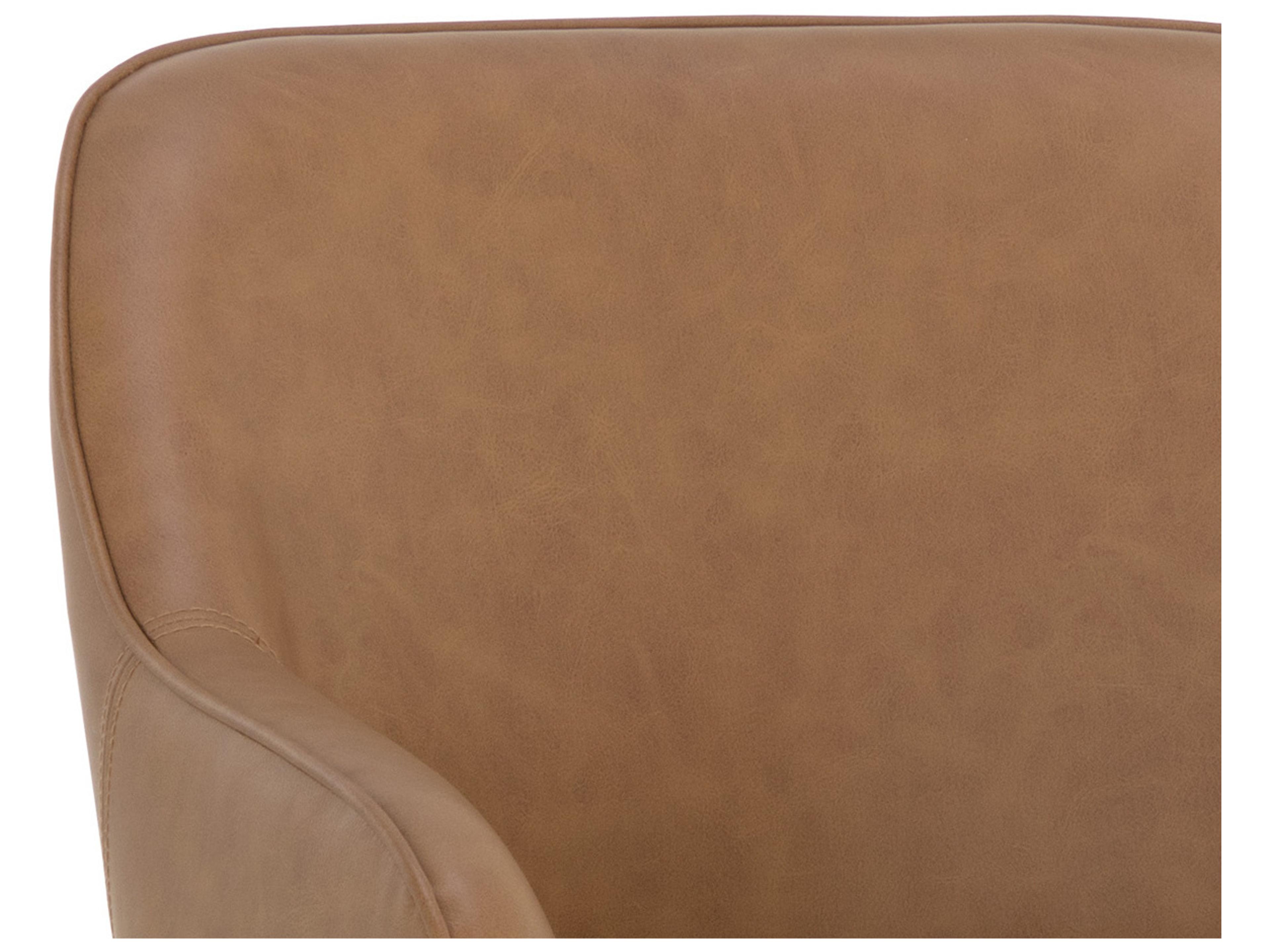 Sunpan Malachi Brown Faux Leather Arm Dining Chair