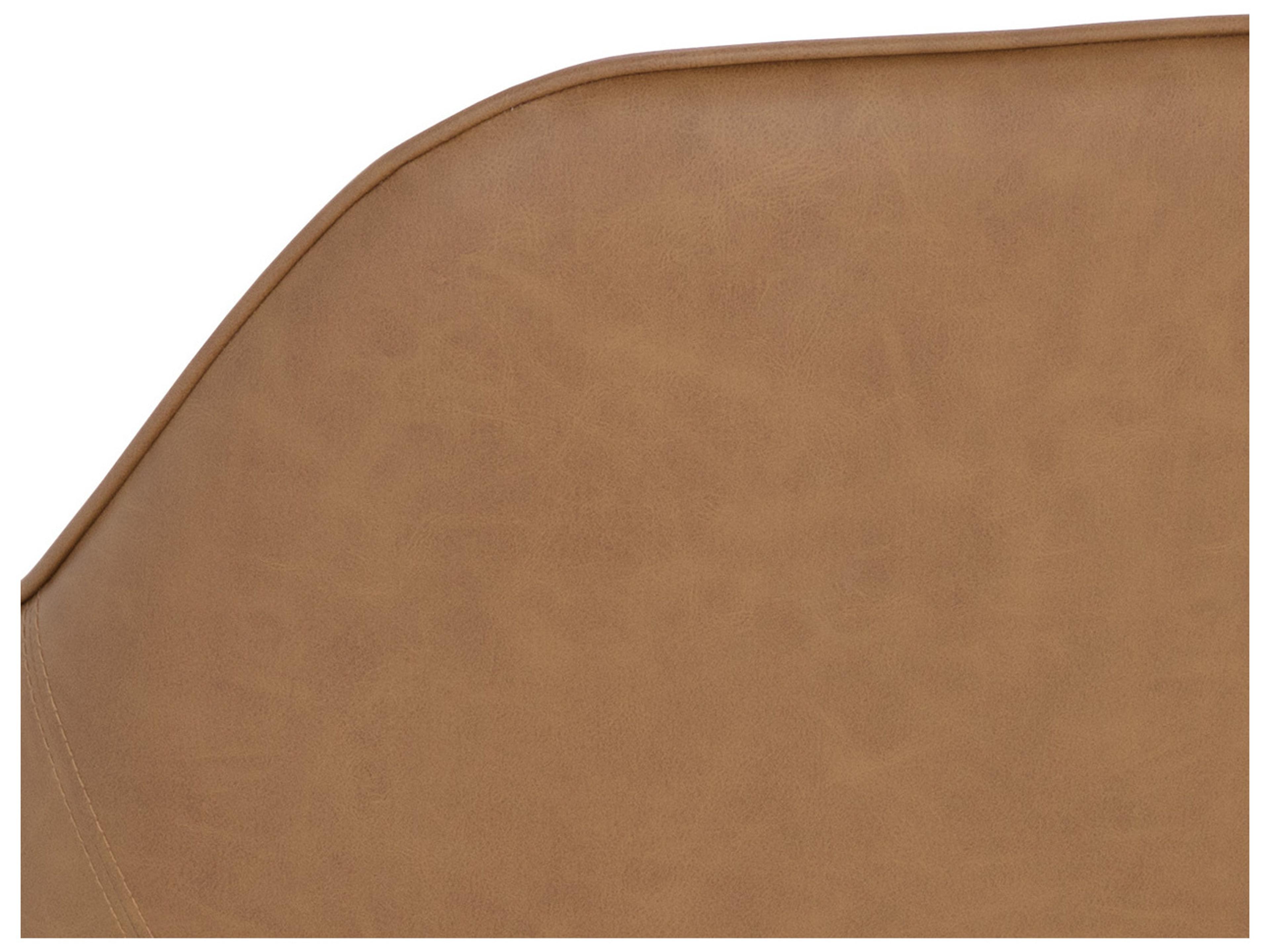 Sunpan Malachi Brown Faux Leather Arm Dining Chair