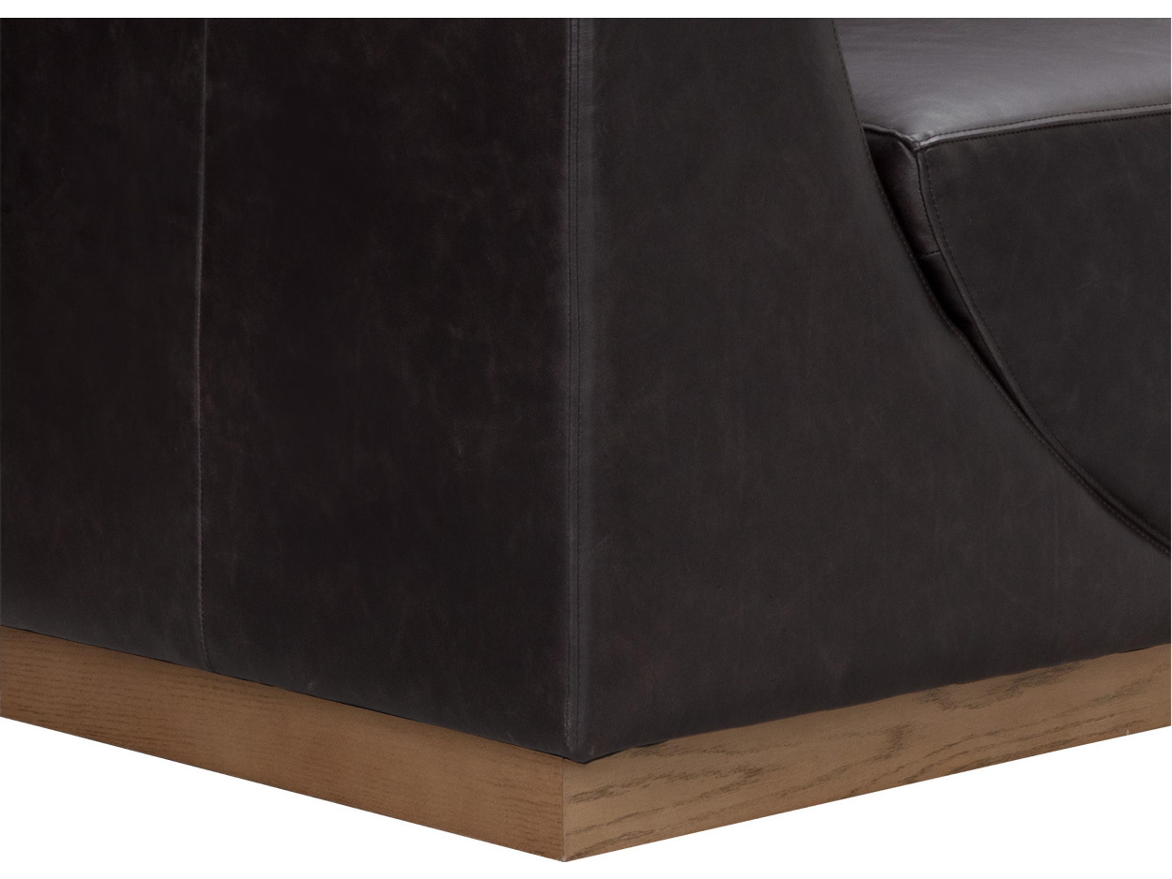 Sunpan Anakin Sofa in Light Oak in Tuscany Warm Black Leather