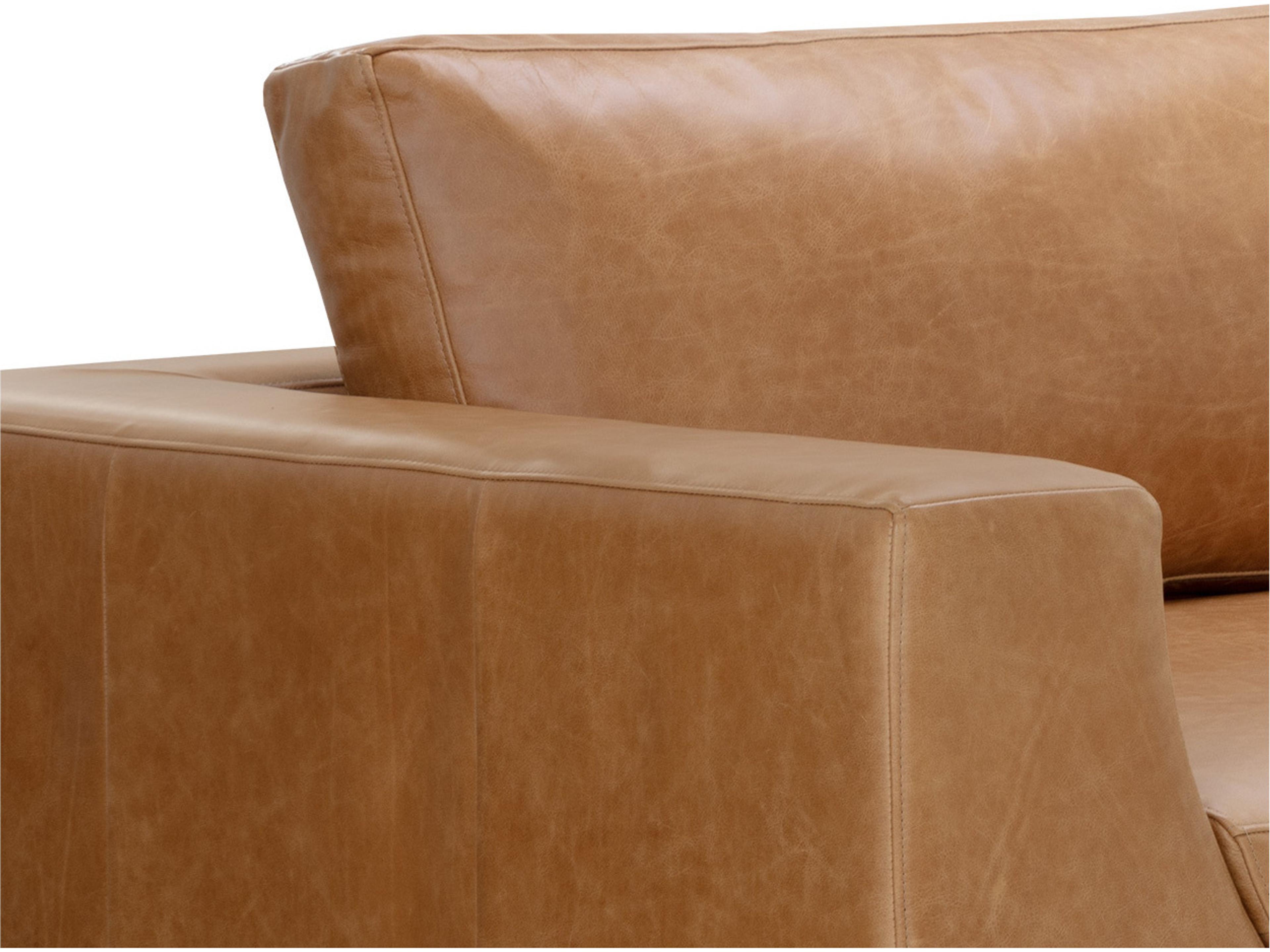 Sunpan Anakin Sofa in Dark Brown in Tuscany Cognac Leather