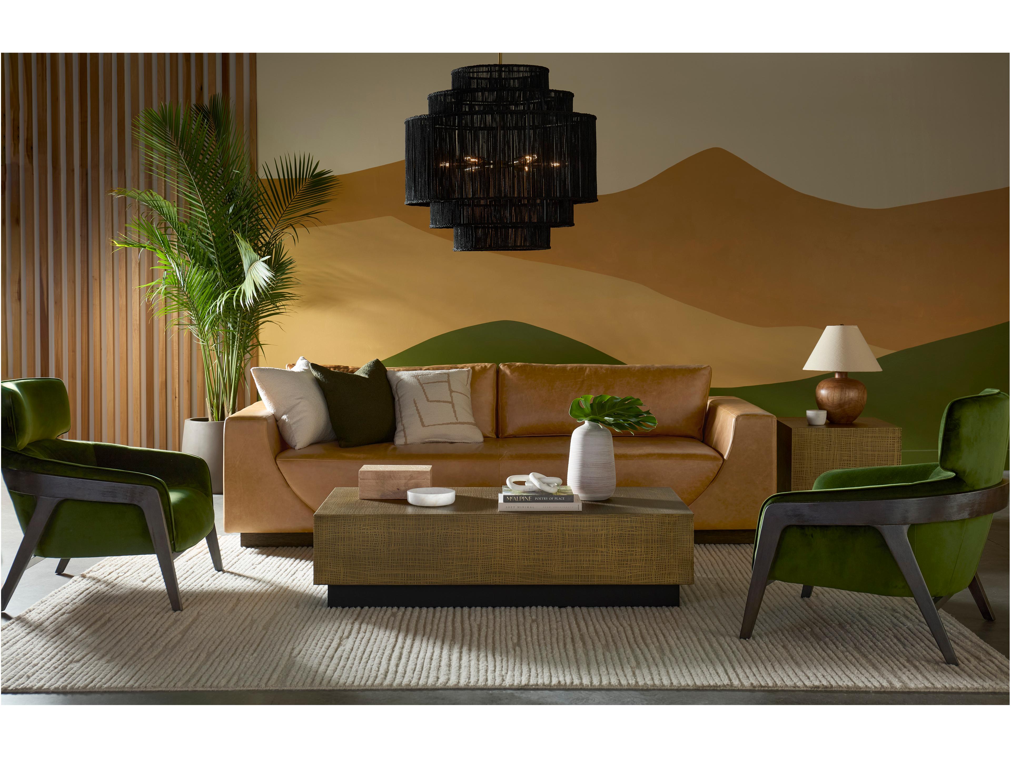 Sunpan Anakin Sofa in Dark Brown in Tuscany Cognac Leather