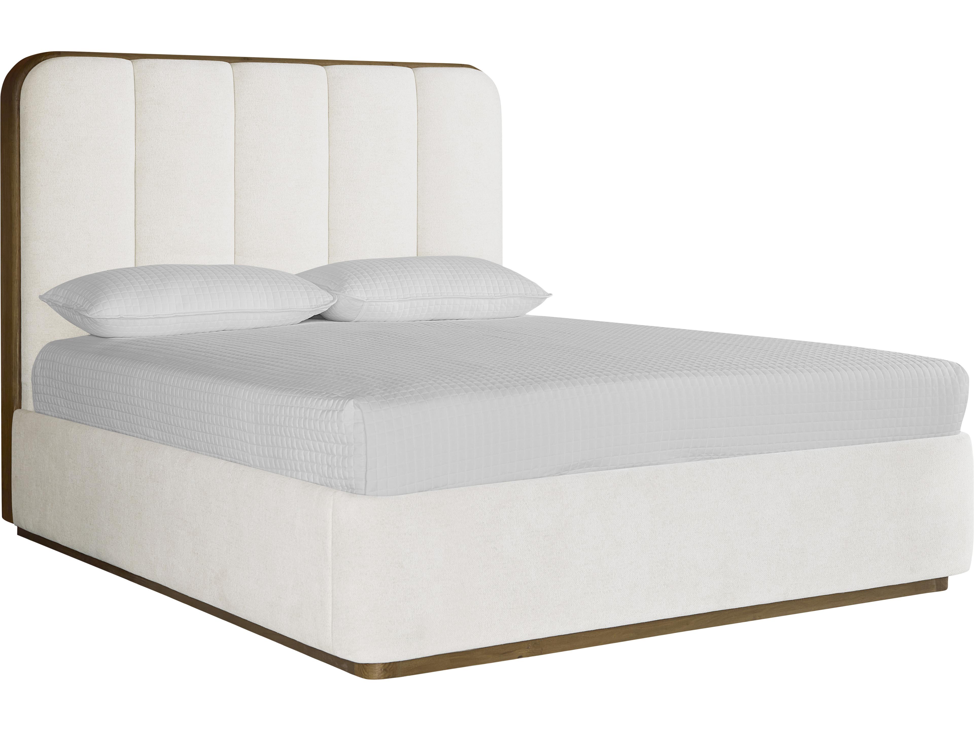 Jamille Eclipse White Beige Upholstered Queen Platform Bed