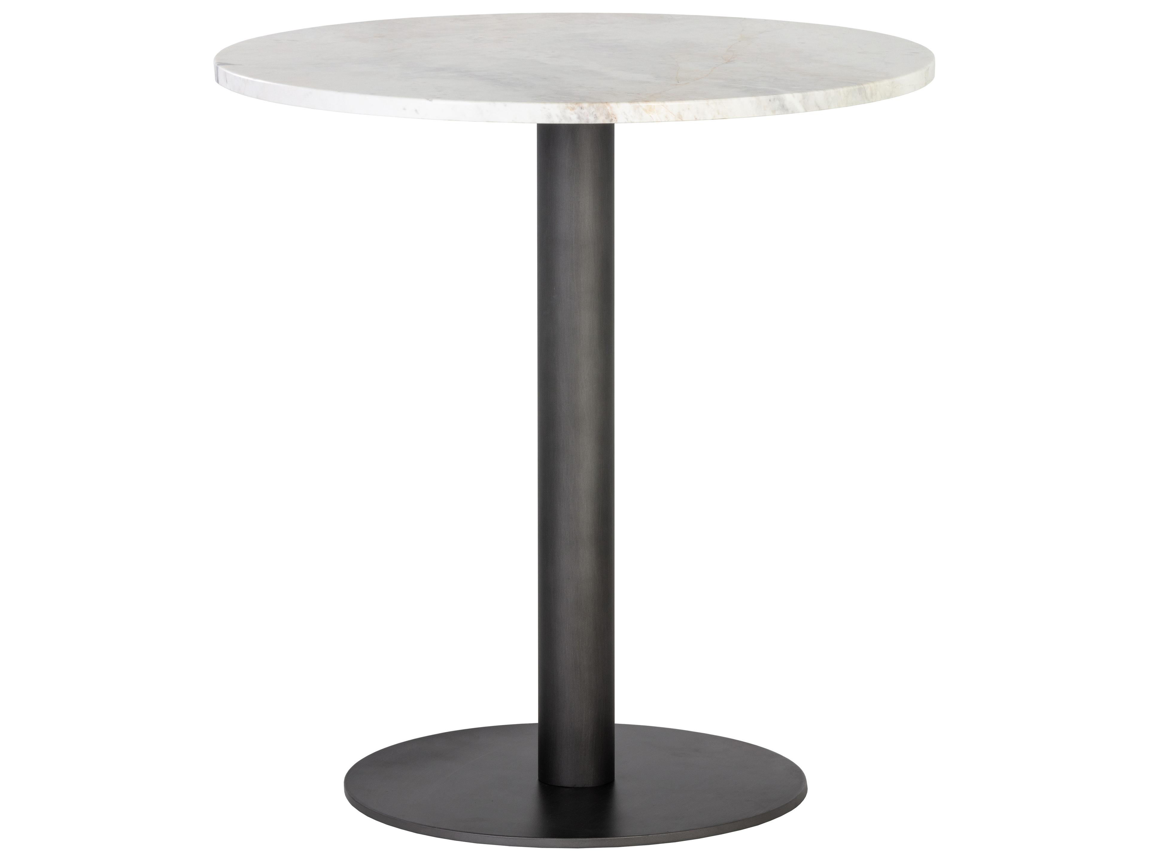 Sunpan Suki Round Marble White Pewter Dining Table