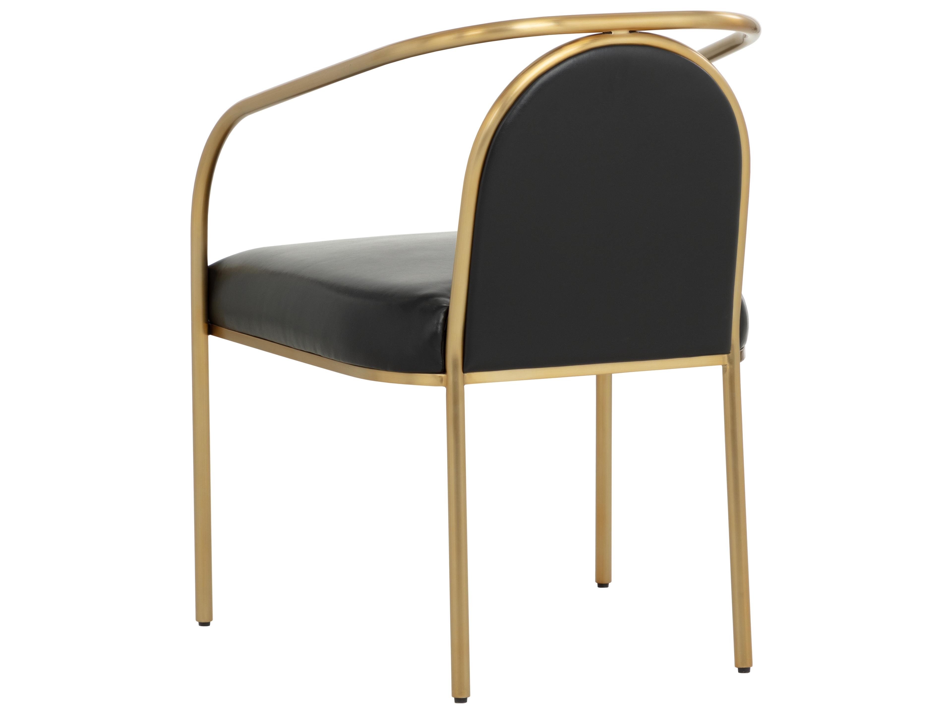 Sunpan Cicero Black Faux Leather Arm Dining Chair