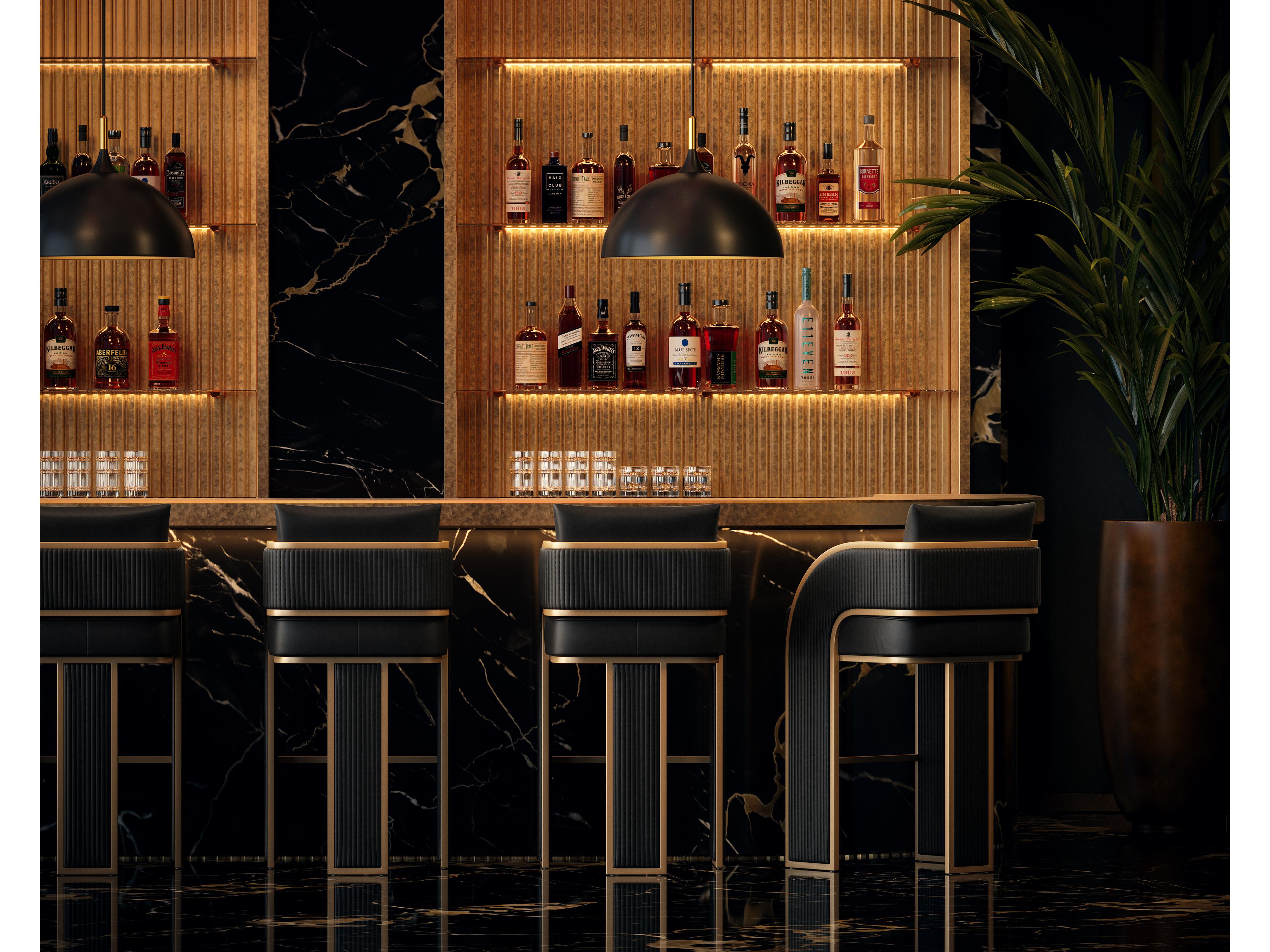 Sunpan Ikon Gold Faux Leather Bar Stool