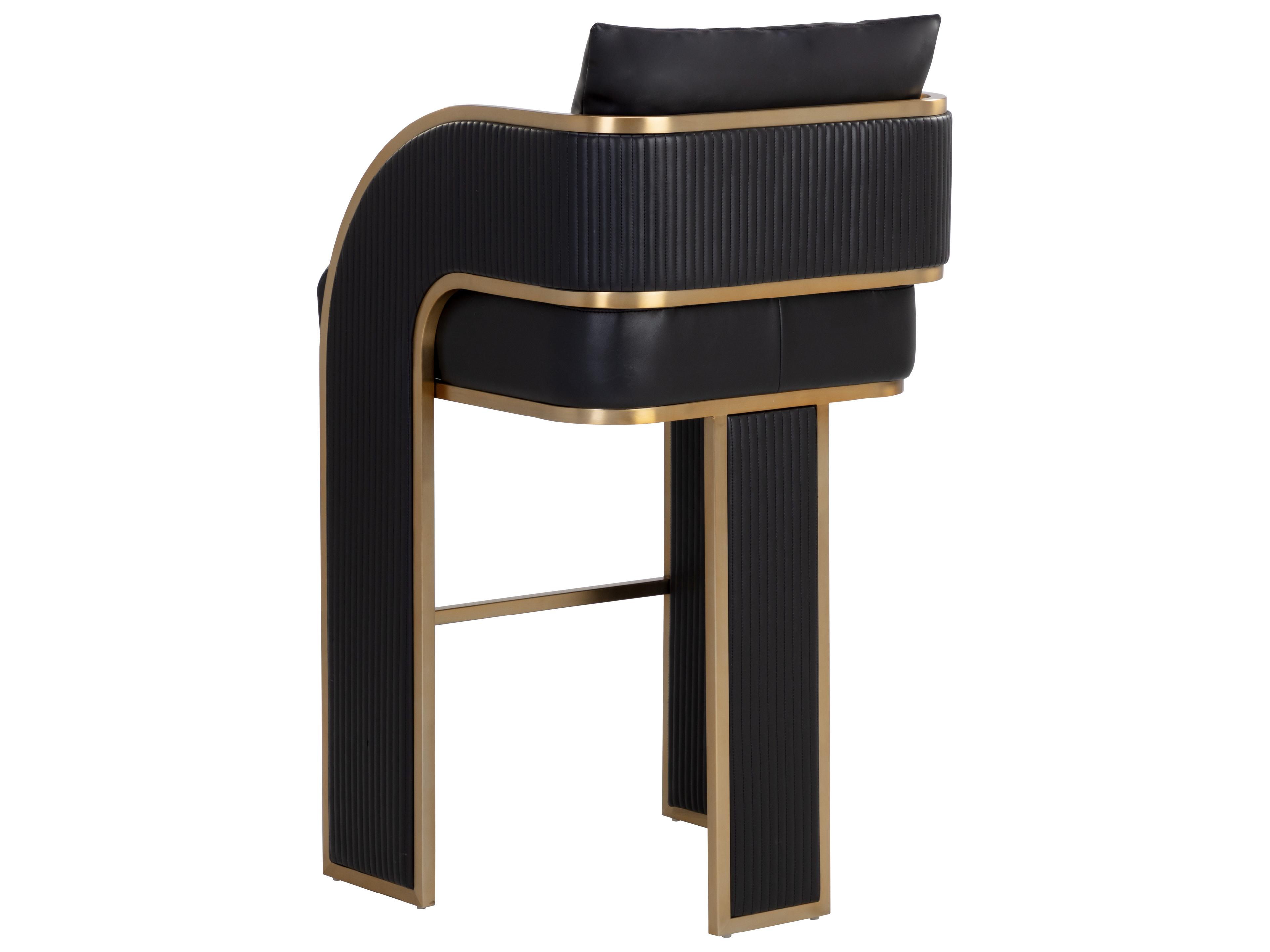 Sunpan Ikon Gold Faux Leather Bar Stool