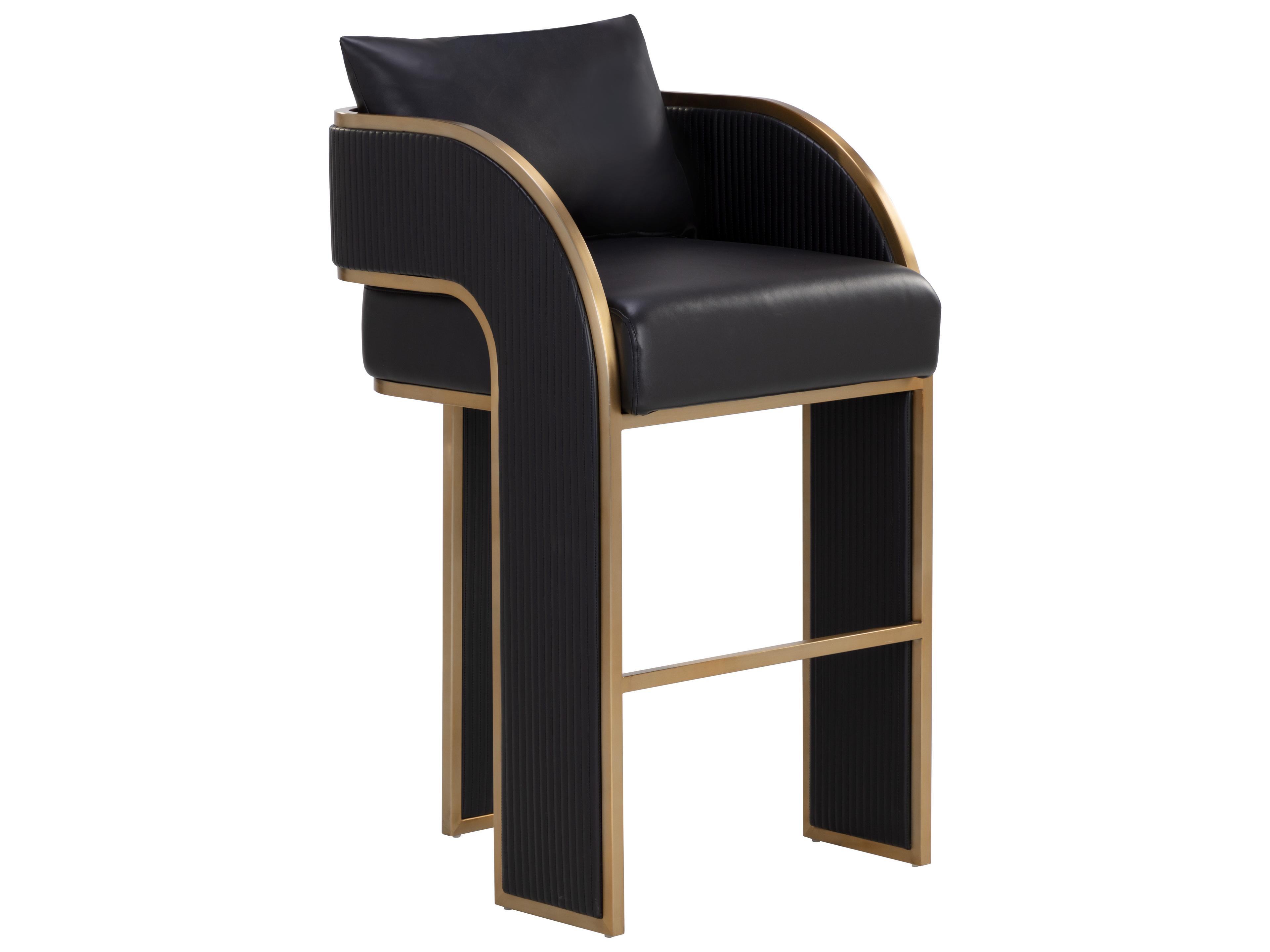 Baz Barstool in Napa Black Faux Leather