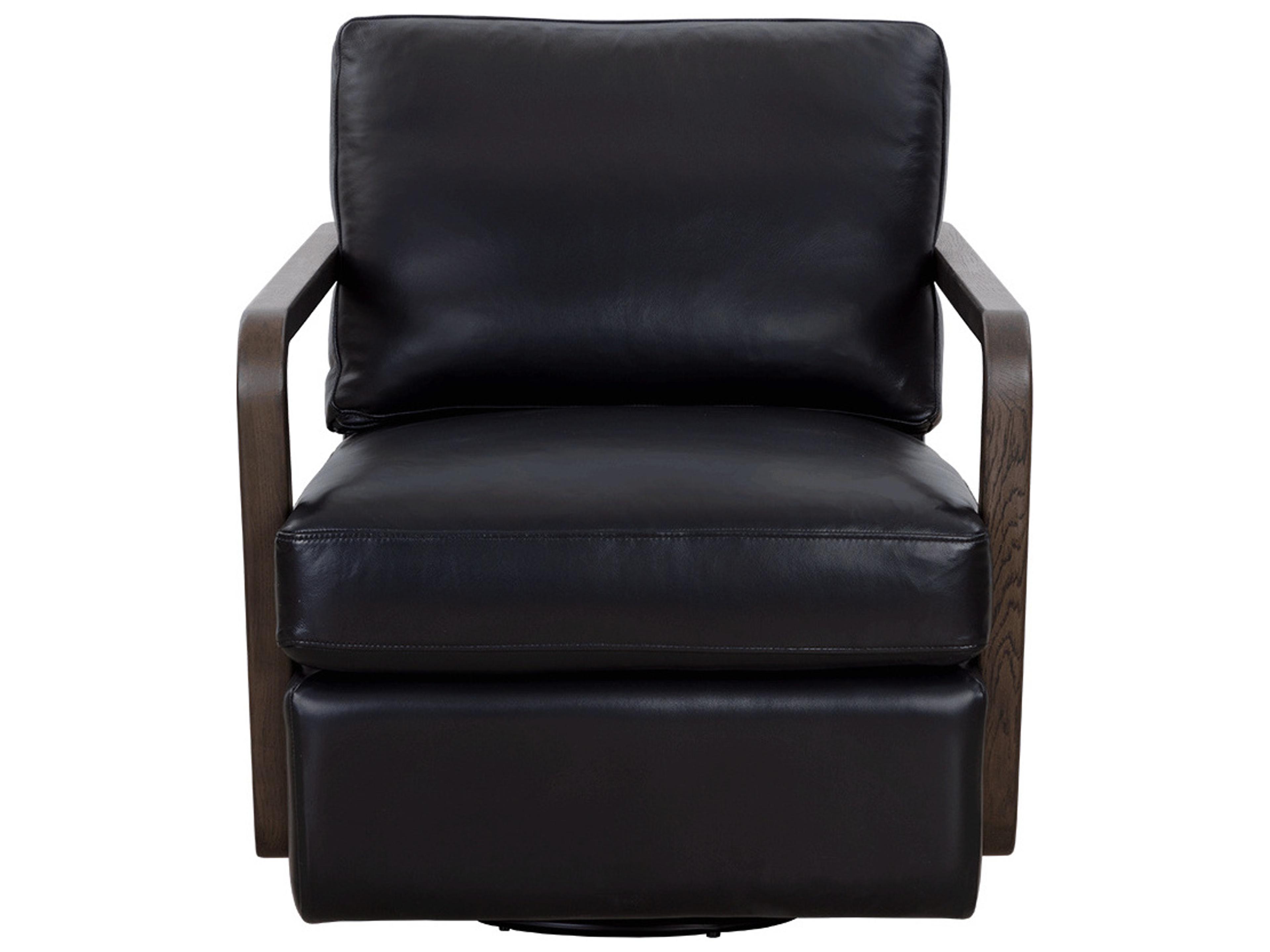 Castell Swivel Brown Leather Accent Chair