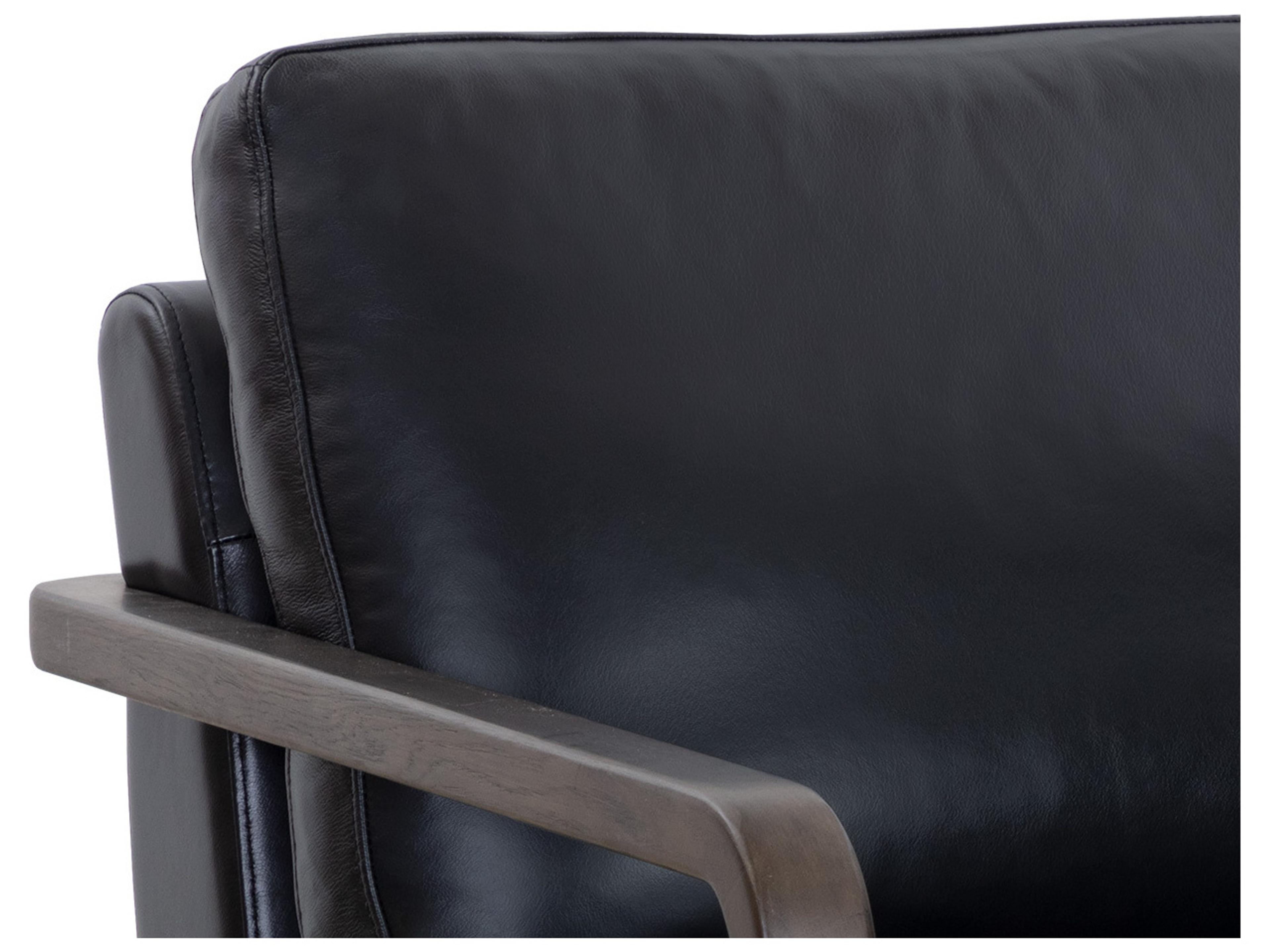 Sunpan Castell Swivel Brown Leather Accent Chair