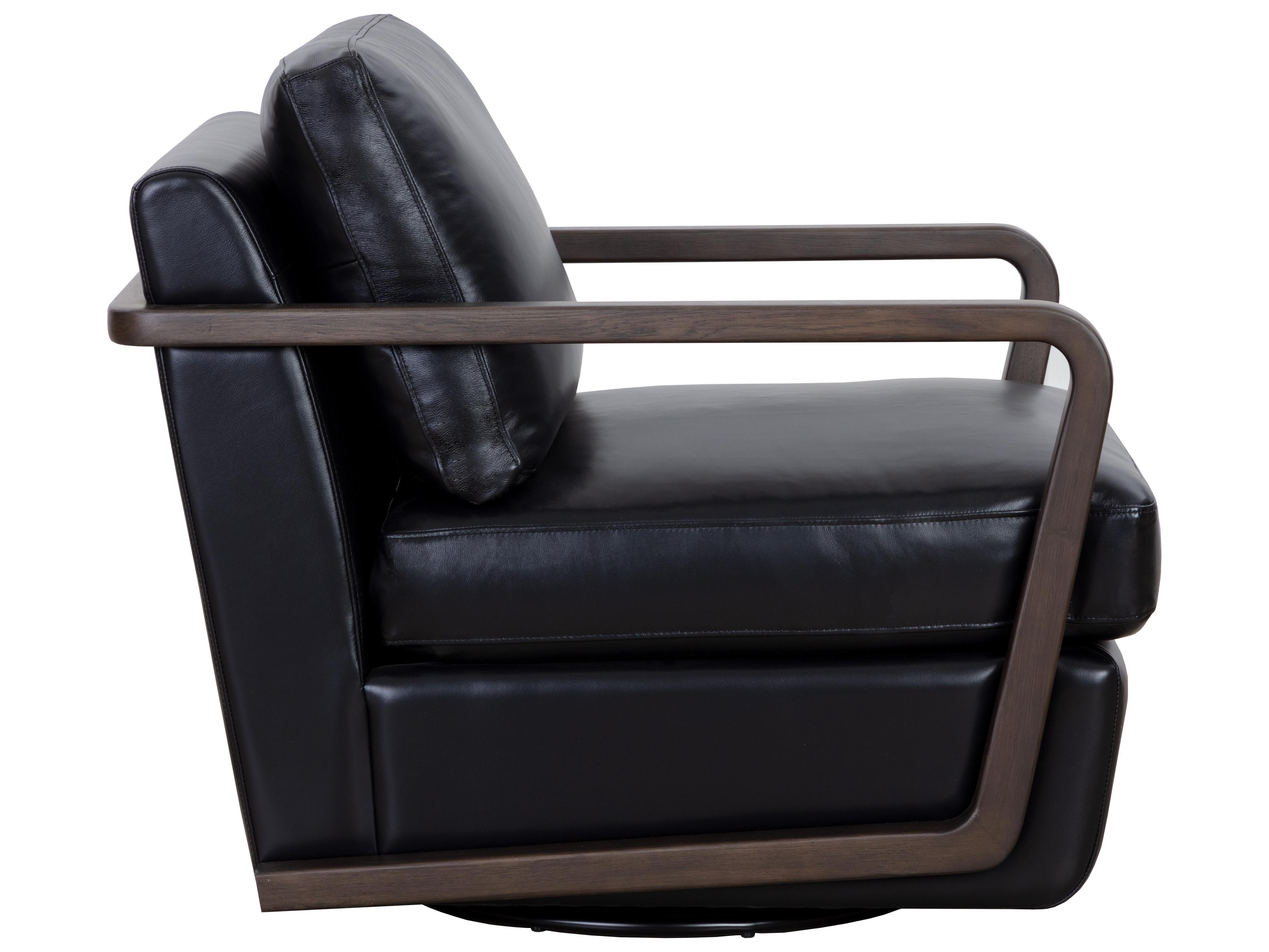 Sunpan Castell Swivel Brown Leather Accent Chair