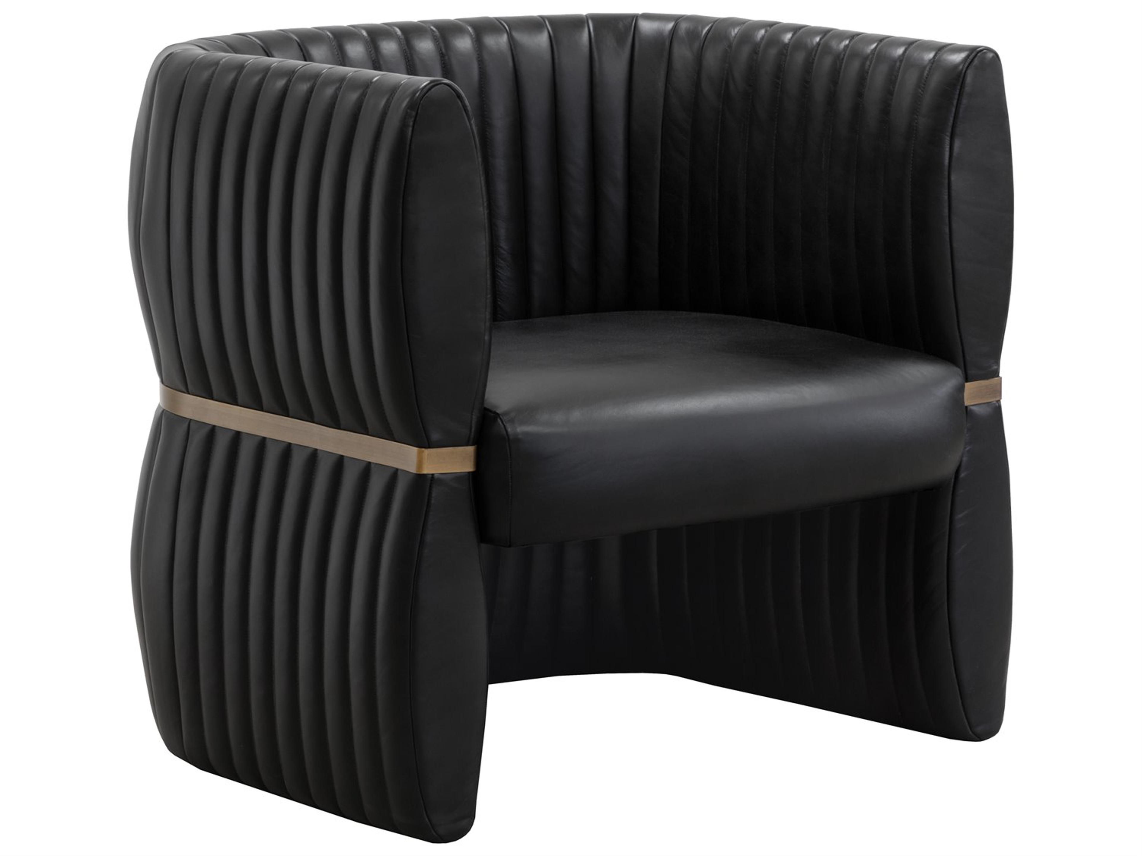 Tryor Black Leather Accent Chair