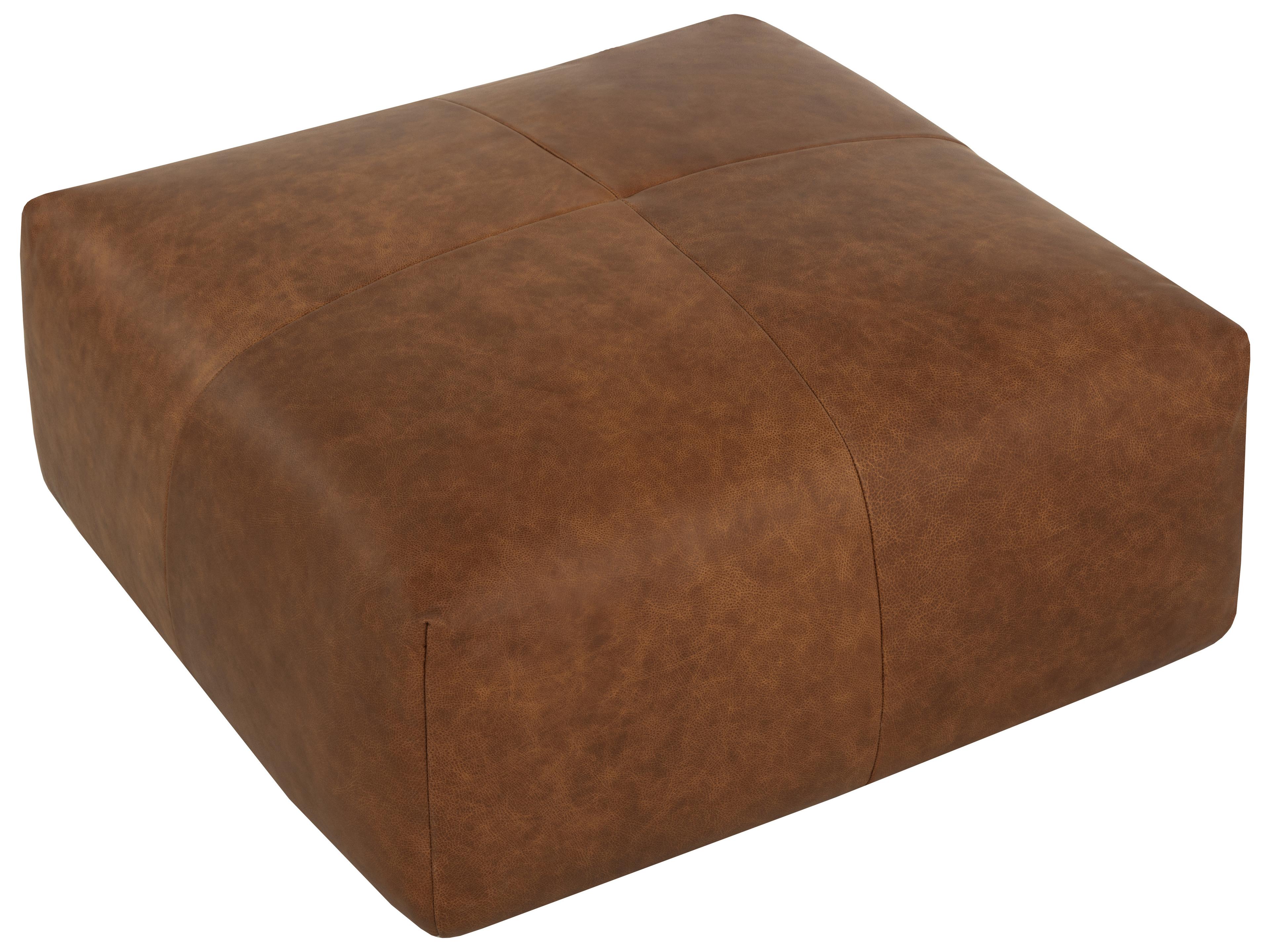 Sunpan Elio Ottoman in Cognac Leather