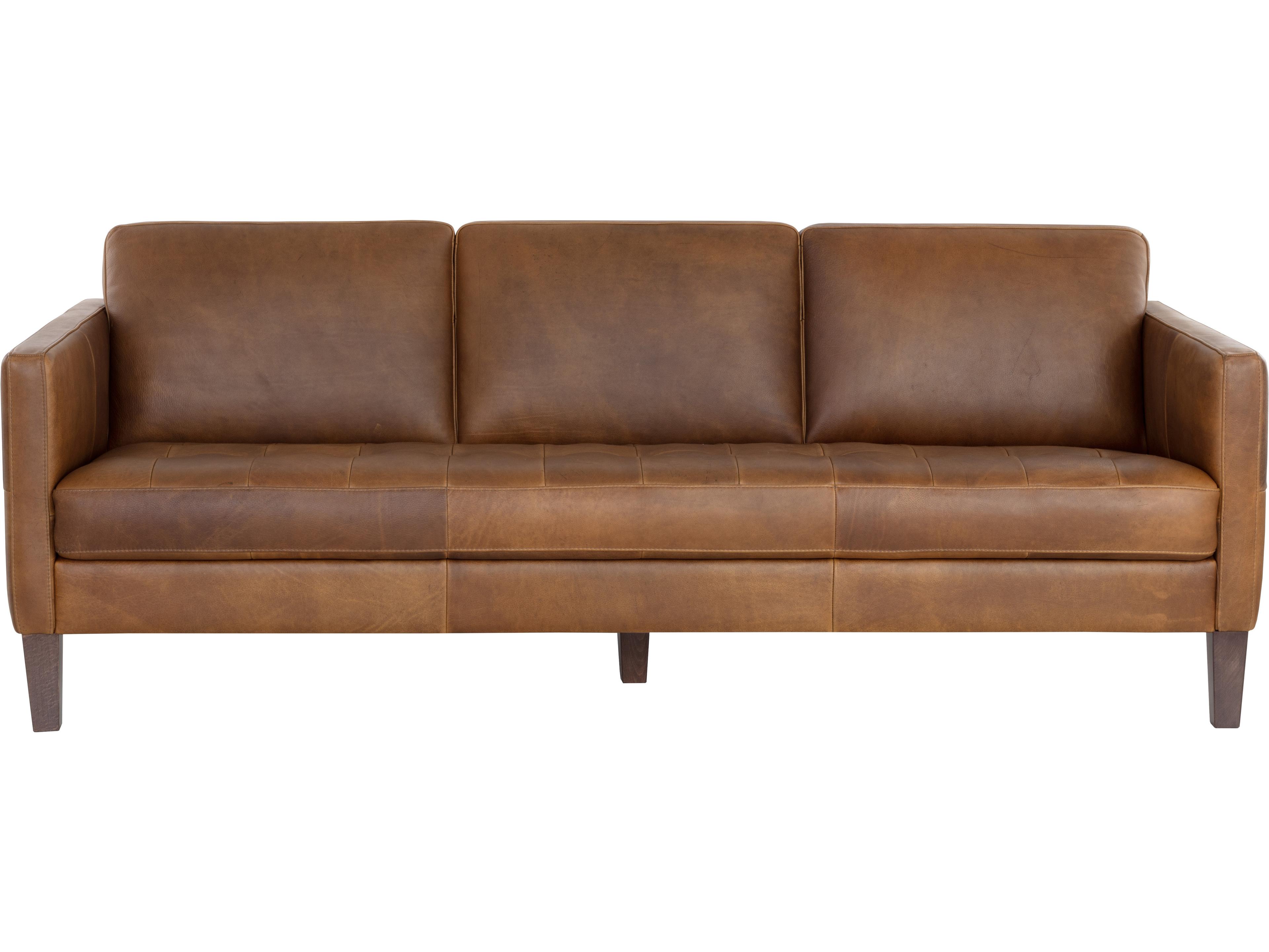 Karmelo Cognac Leather Brown Upholstered Sofa