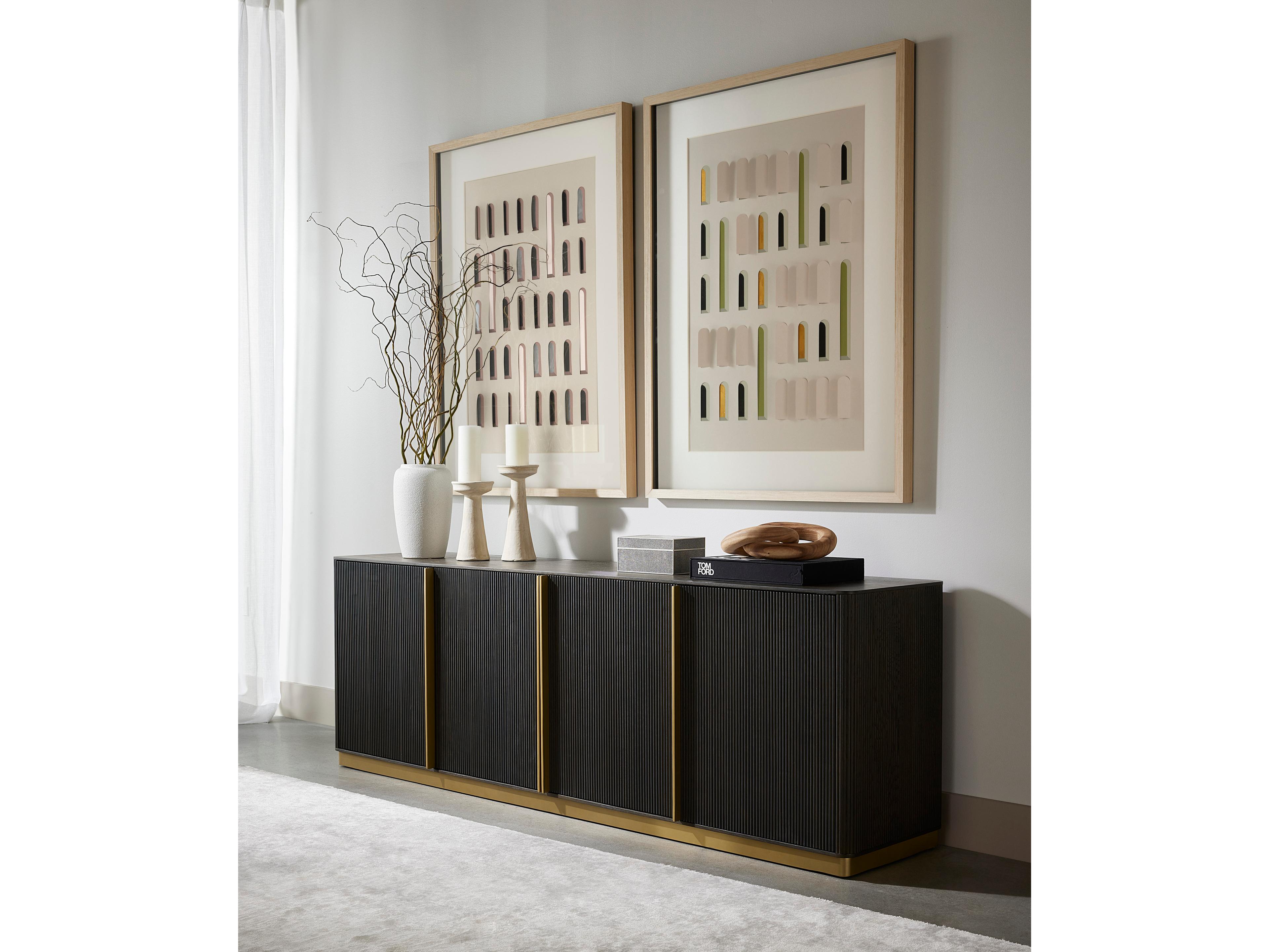 Sunpan Kalla 84" Oak Wood Charcoal Sideboard