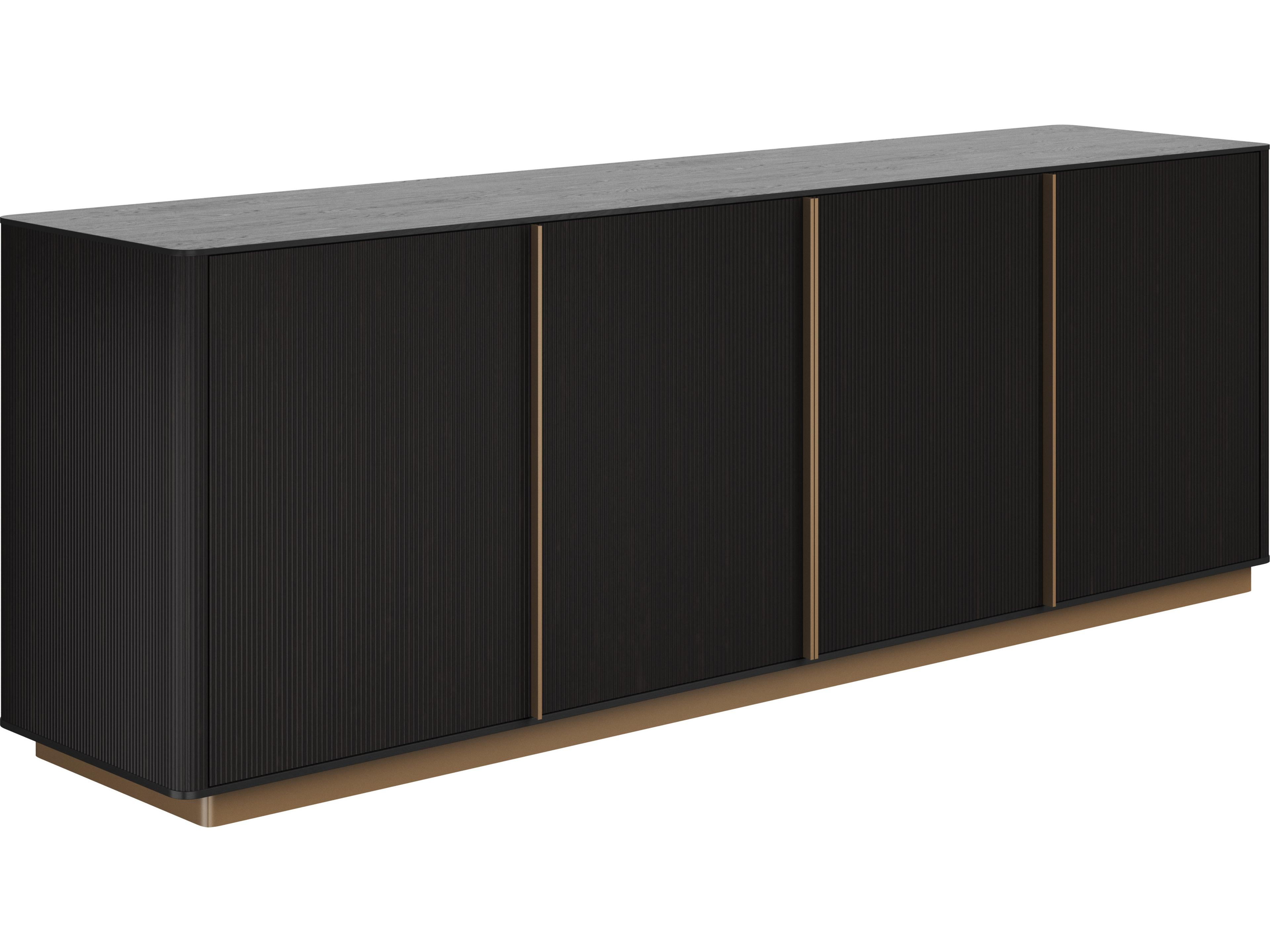 Kalla Sideboard Charcoal Oak Wood and Gold Steel