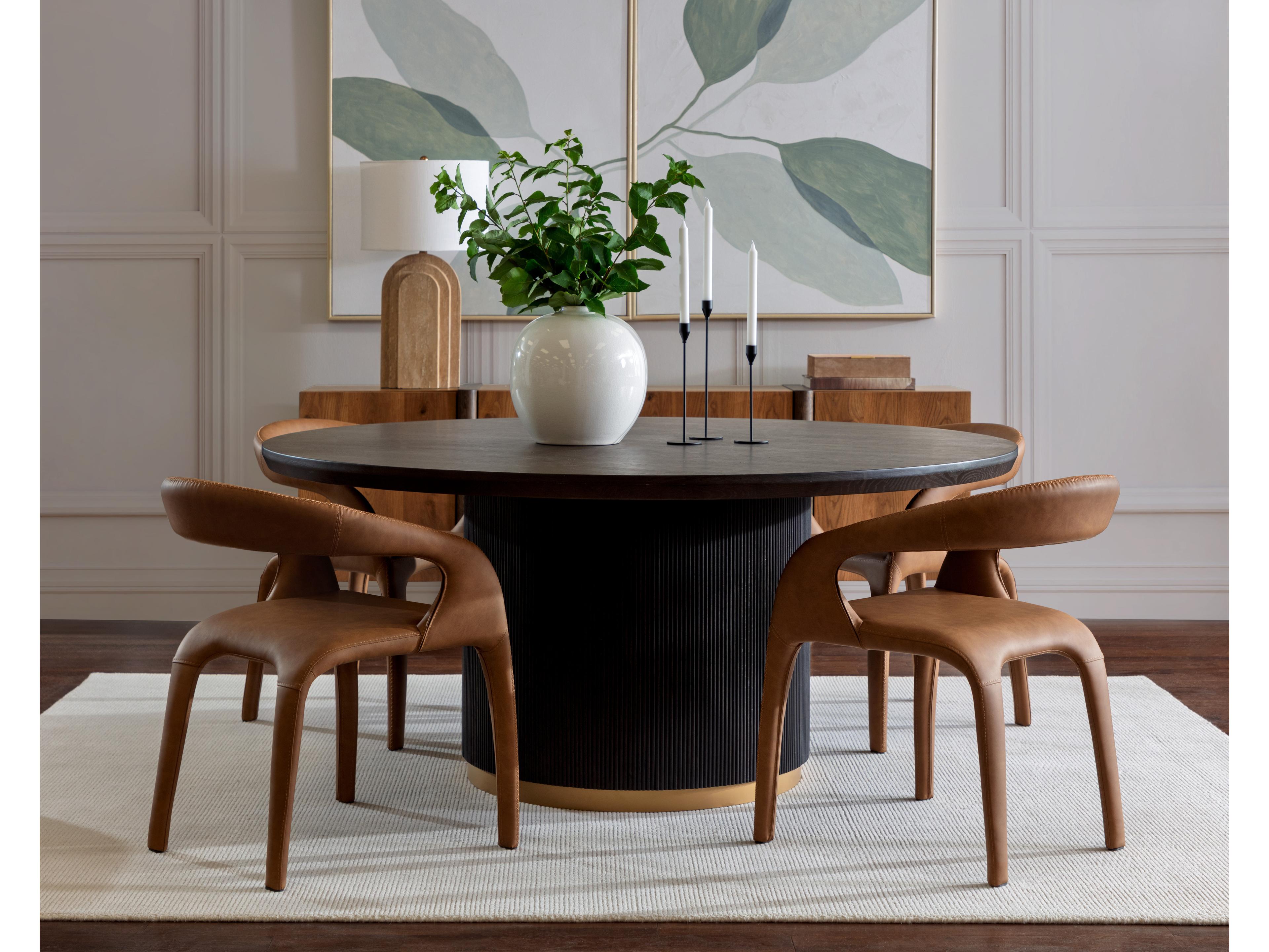 Sunpan Kalla Round Wood Charcoal Dining Table