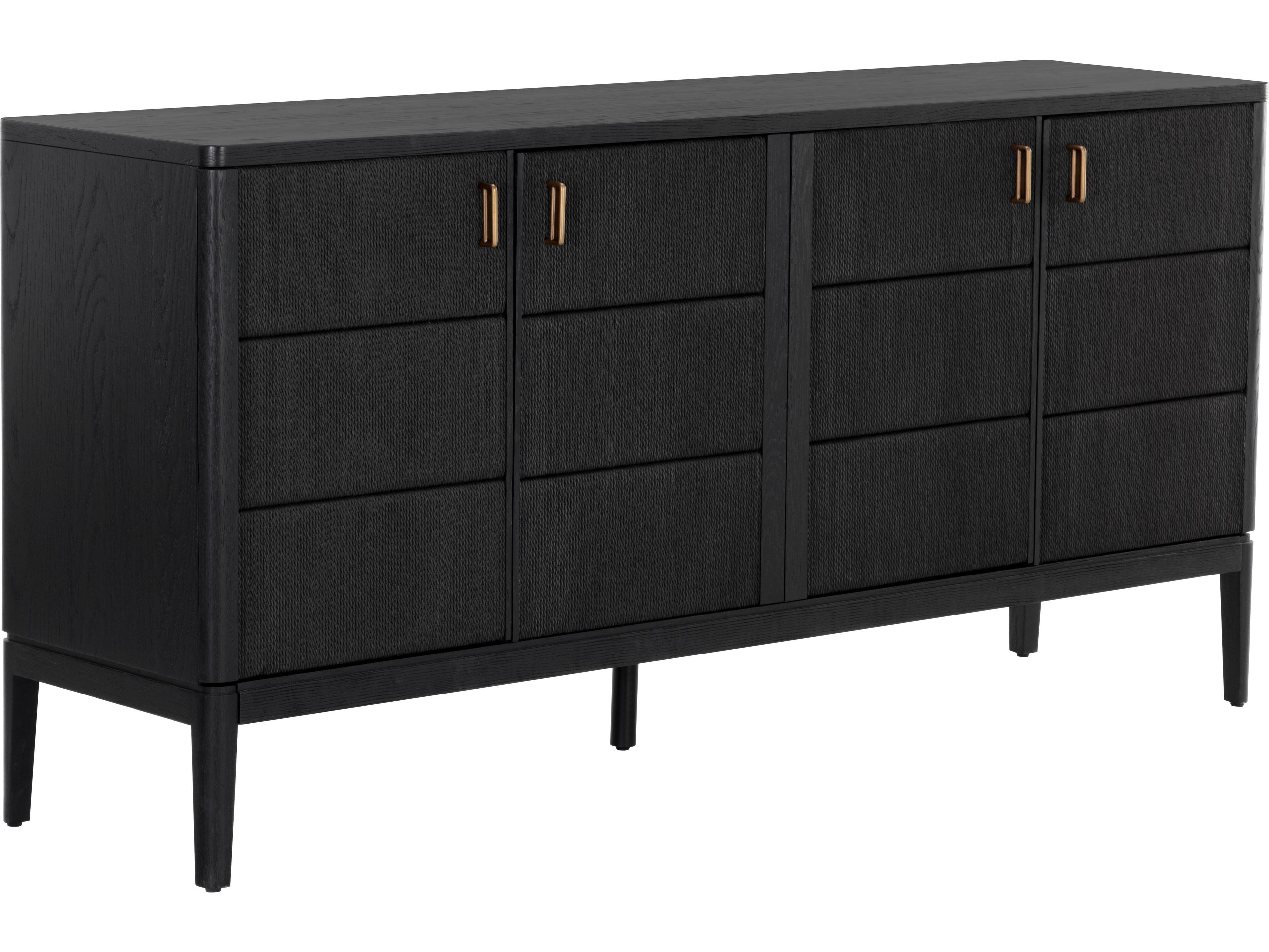 Etienne 71" Oak Wood Black Sideboard