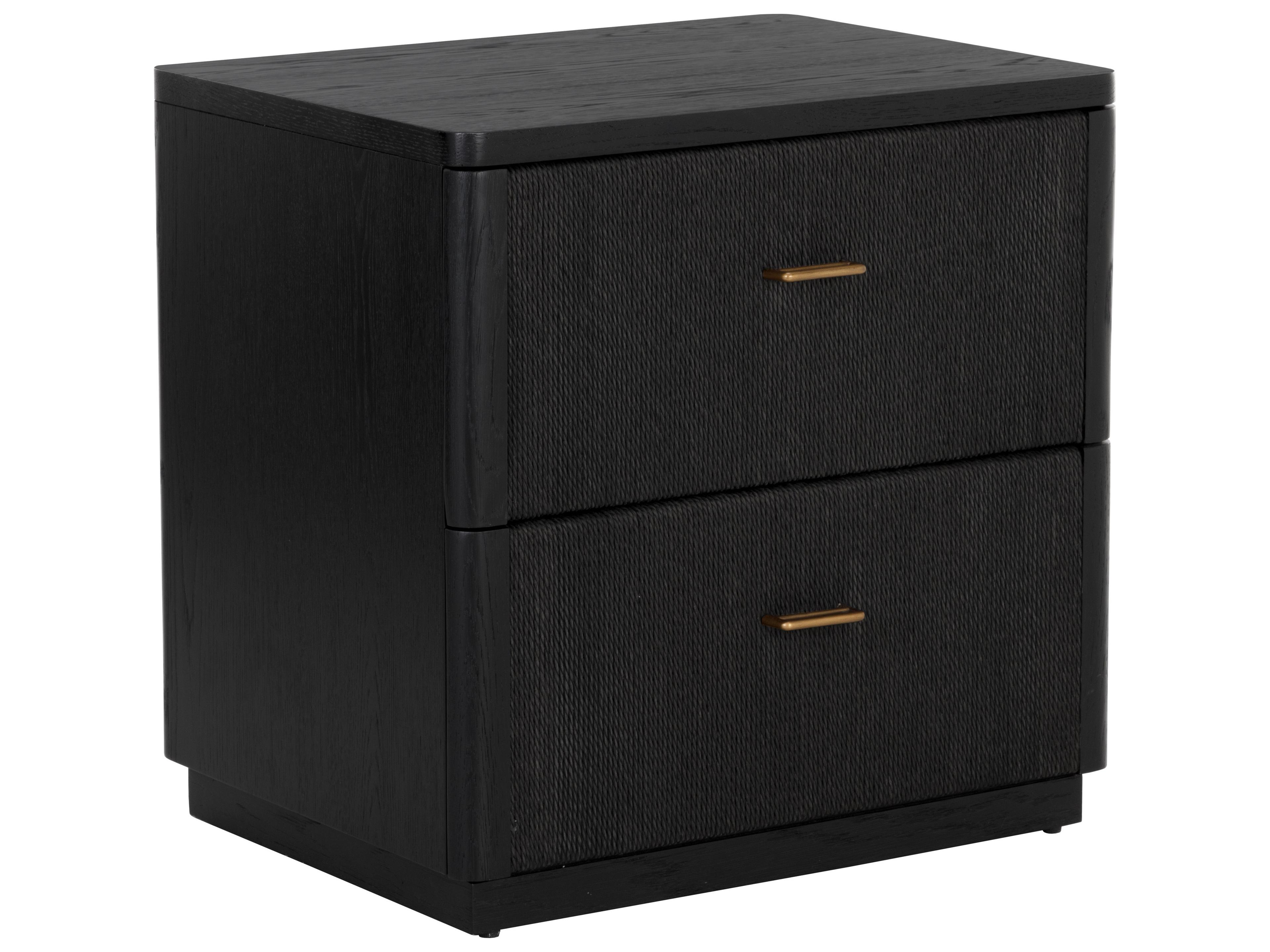 Etienne 2-Drawers Oak Wood Nightstand