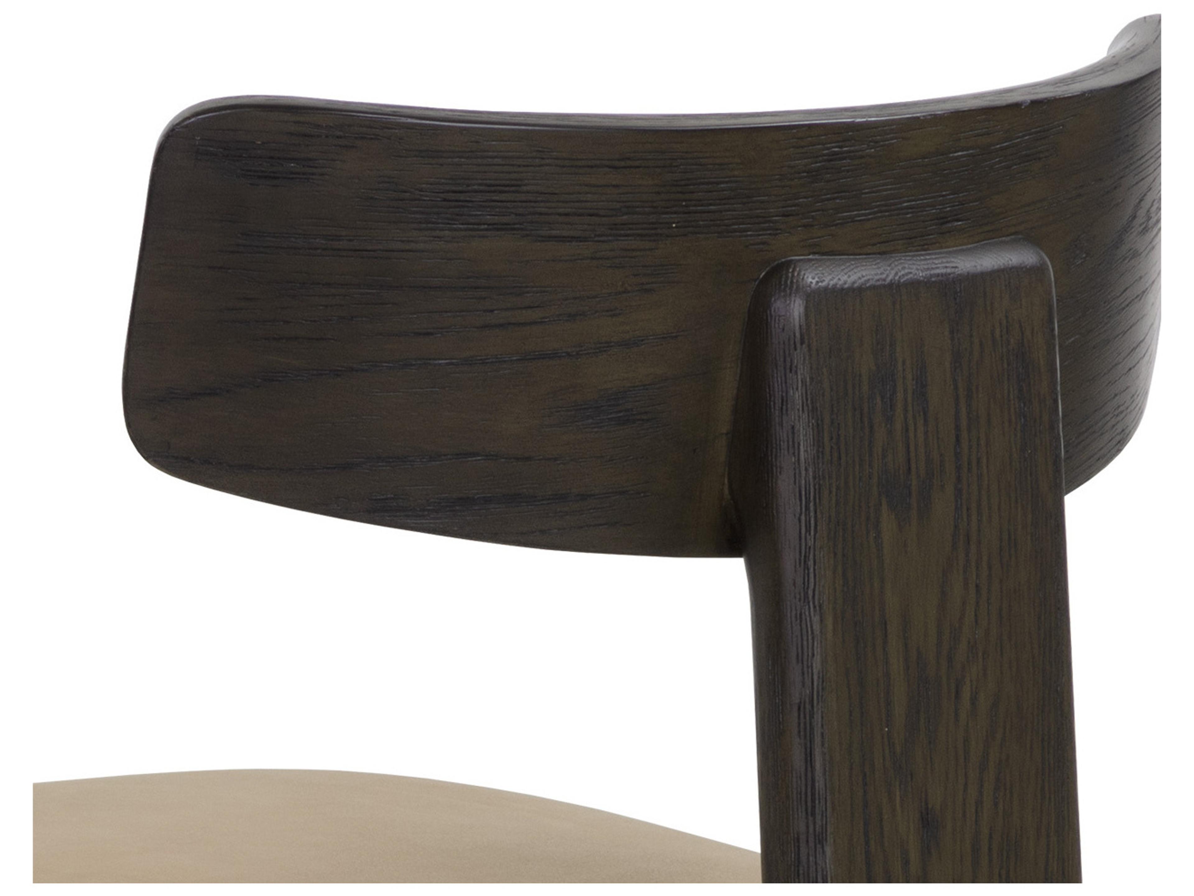 Sunpan Horton Oak Wood Brown Leather Side Dining Chair