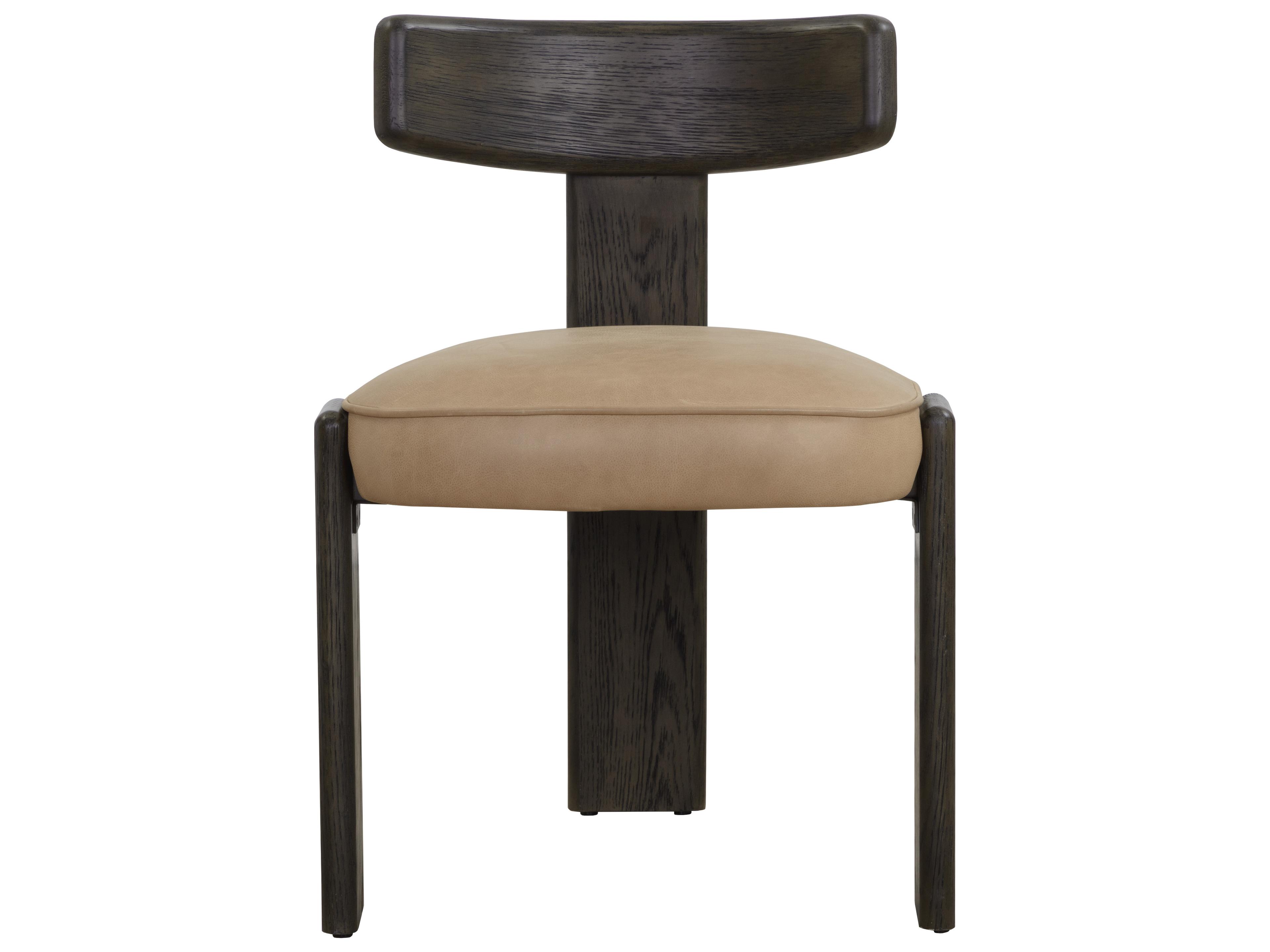 Horton Oak Wood Brown Leather Side Dining Chair