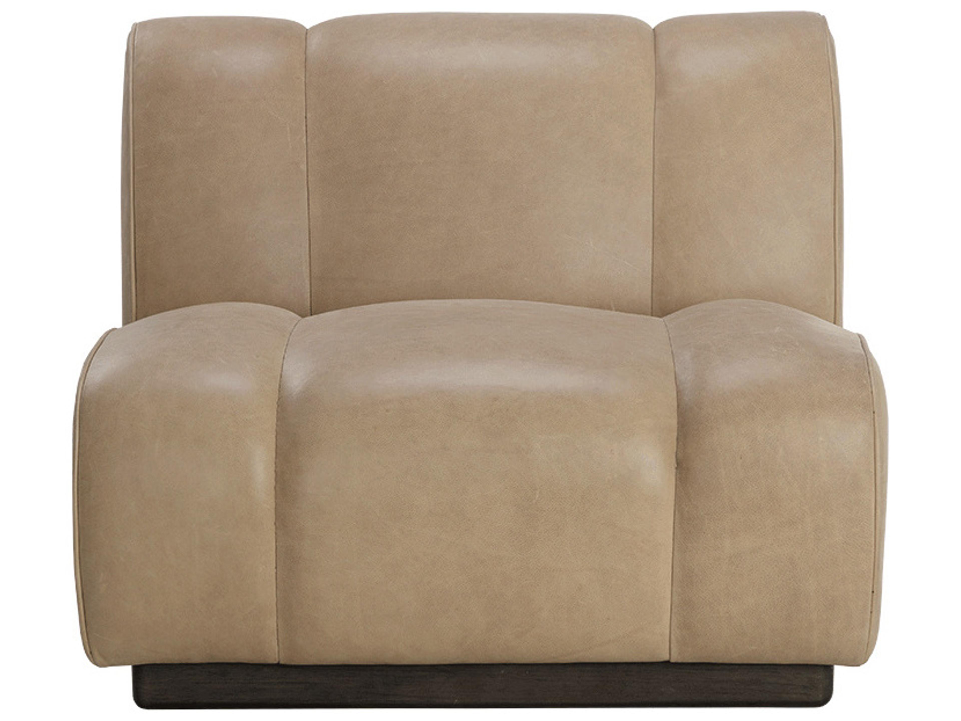 Sunpan Blaise Swivel Beige Leather Accent Chair