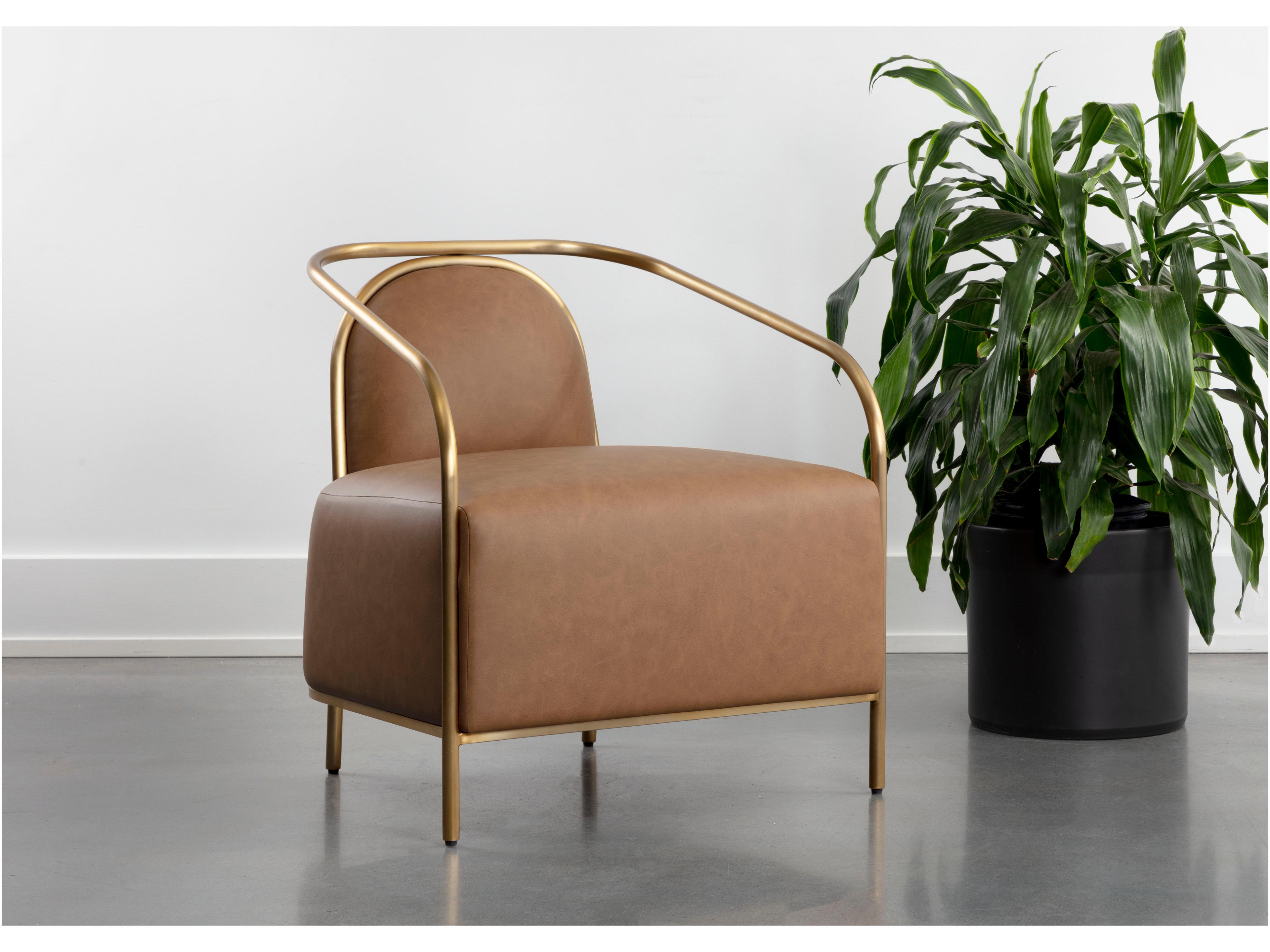 Sunpan Cicero 26.75" Cicero Lounge Chair Milliken Cognac