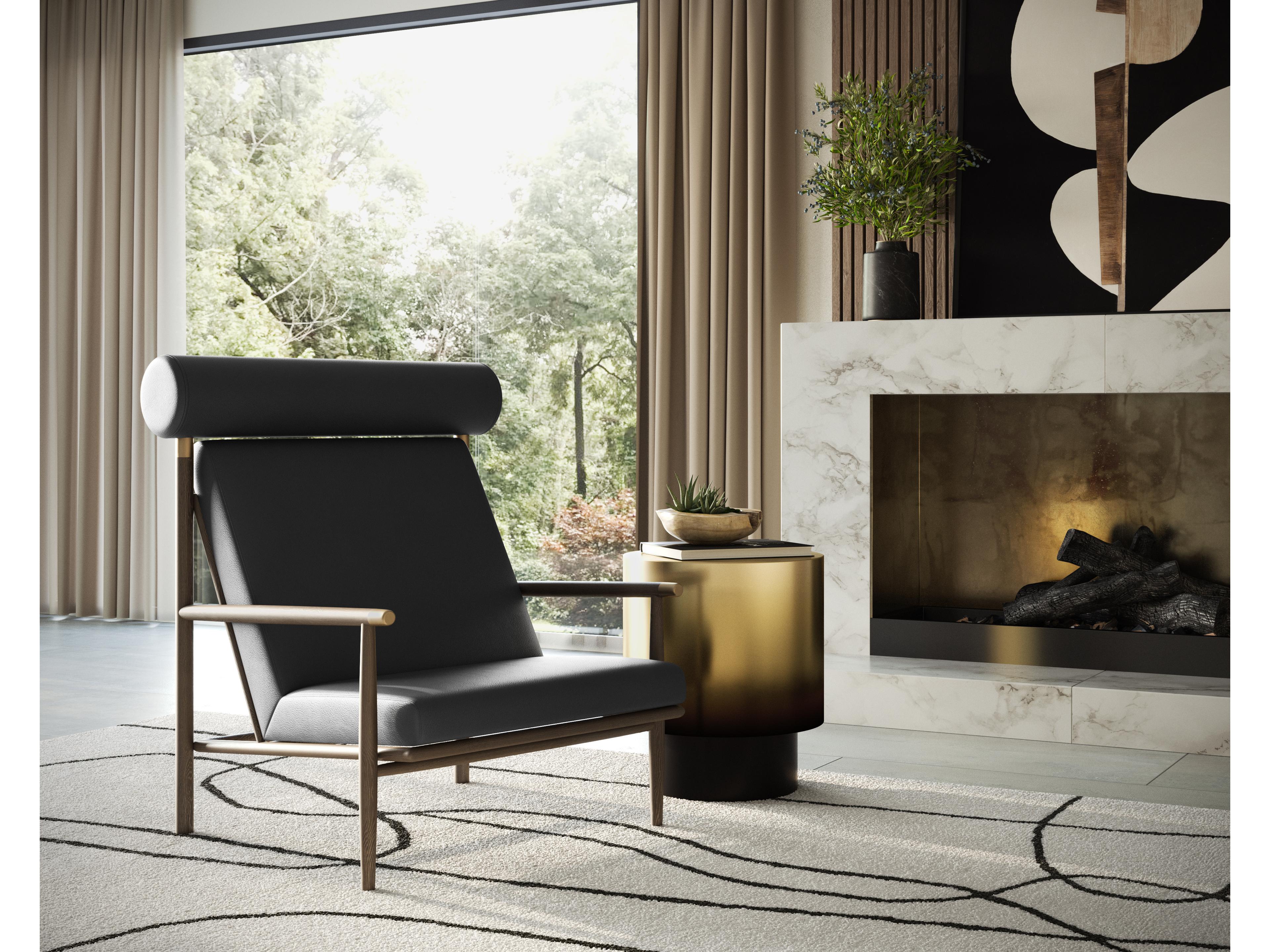 Sunpan Biko Black Leather Accent Chair