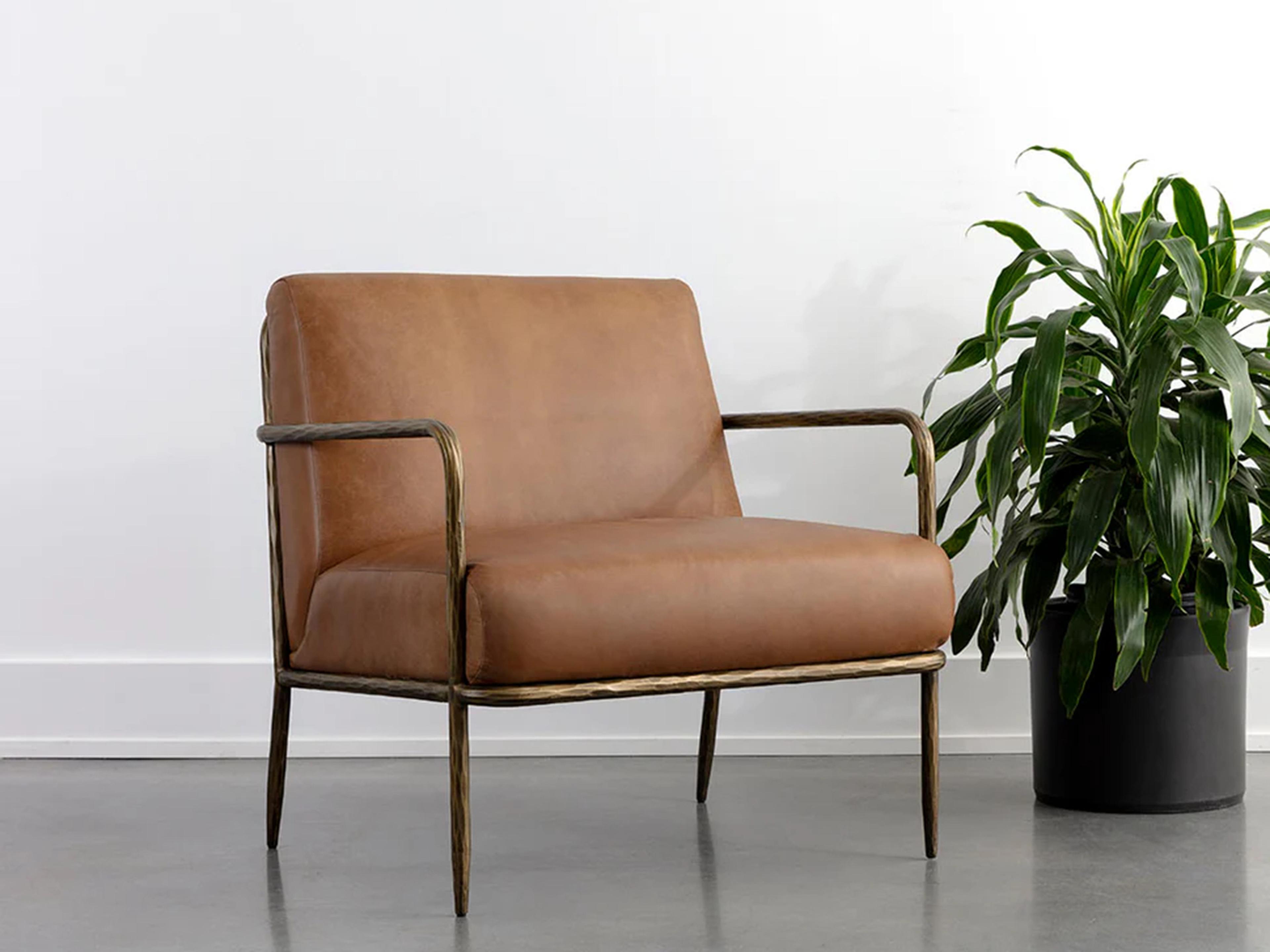 Sunpan Lathan Brown Leather Accent Chair