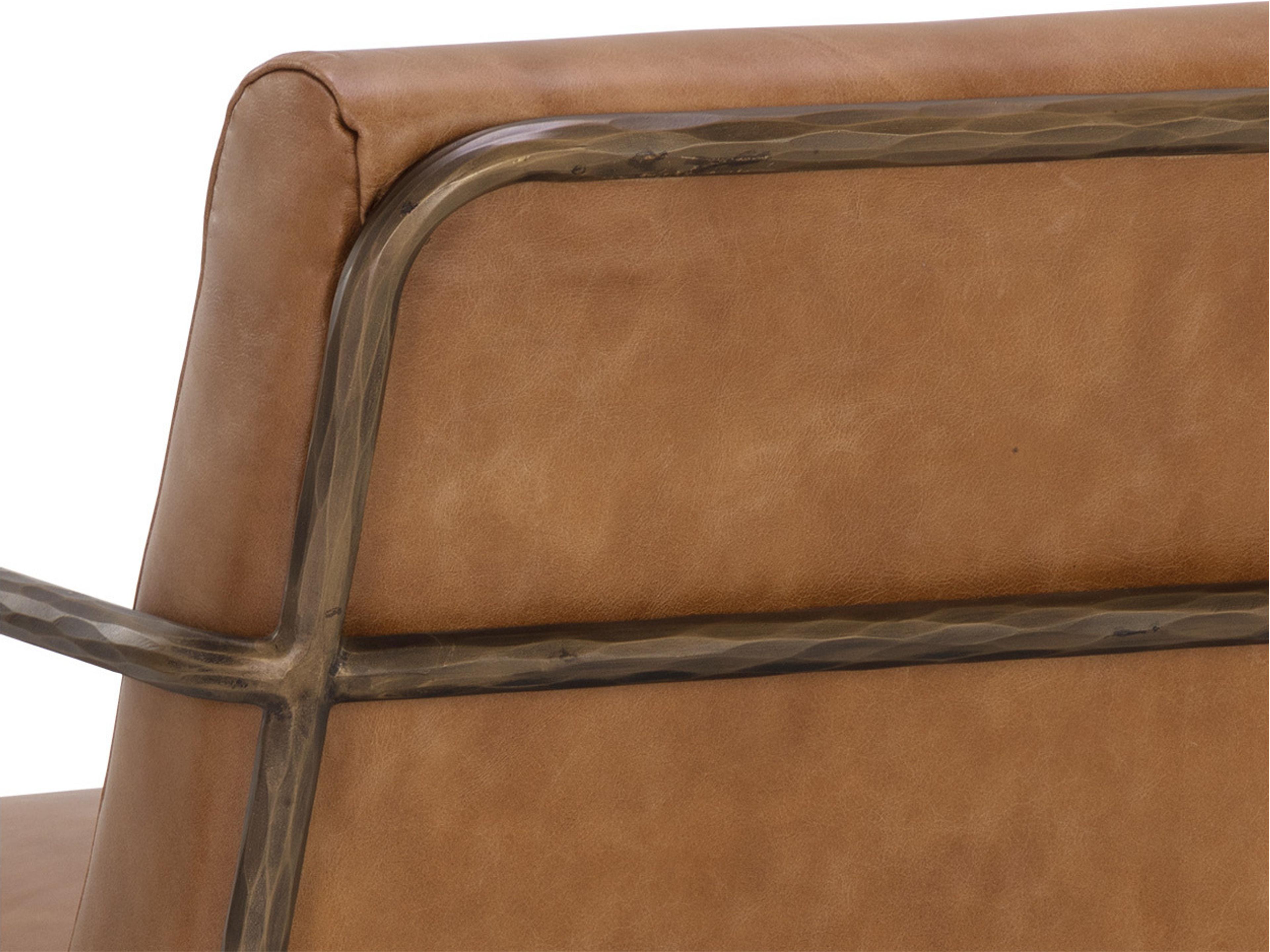 Sunpan Lathan Brown Leather Accent Chair