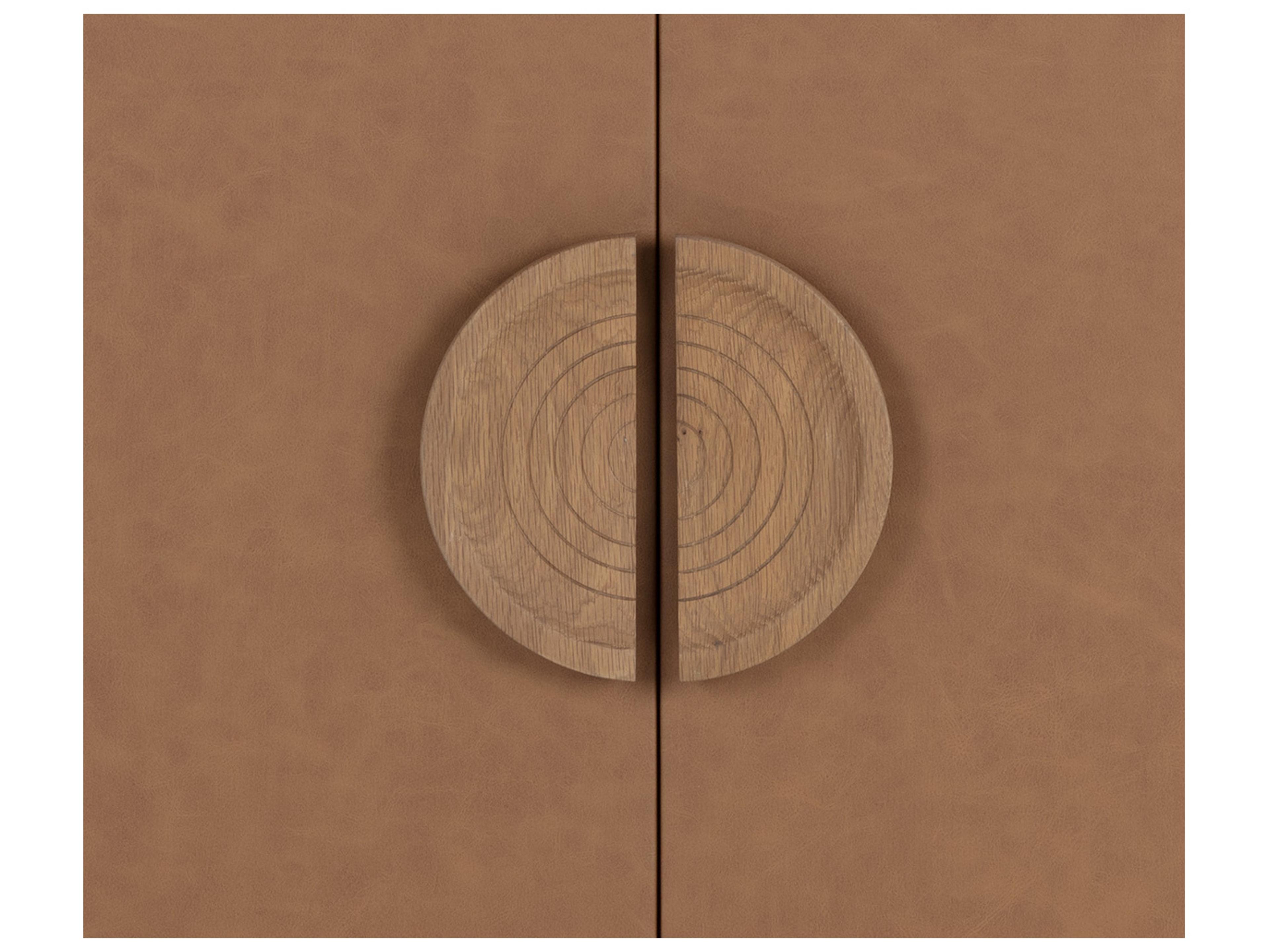 Sunpan Dresden Brown Oak Wood Smoke Grey Bar Cabinet