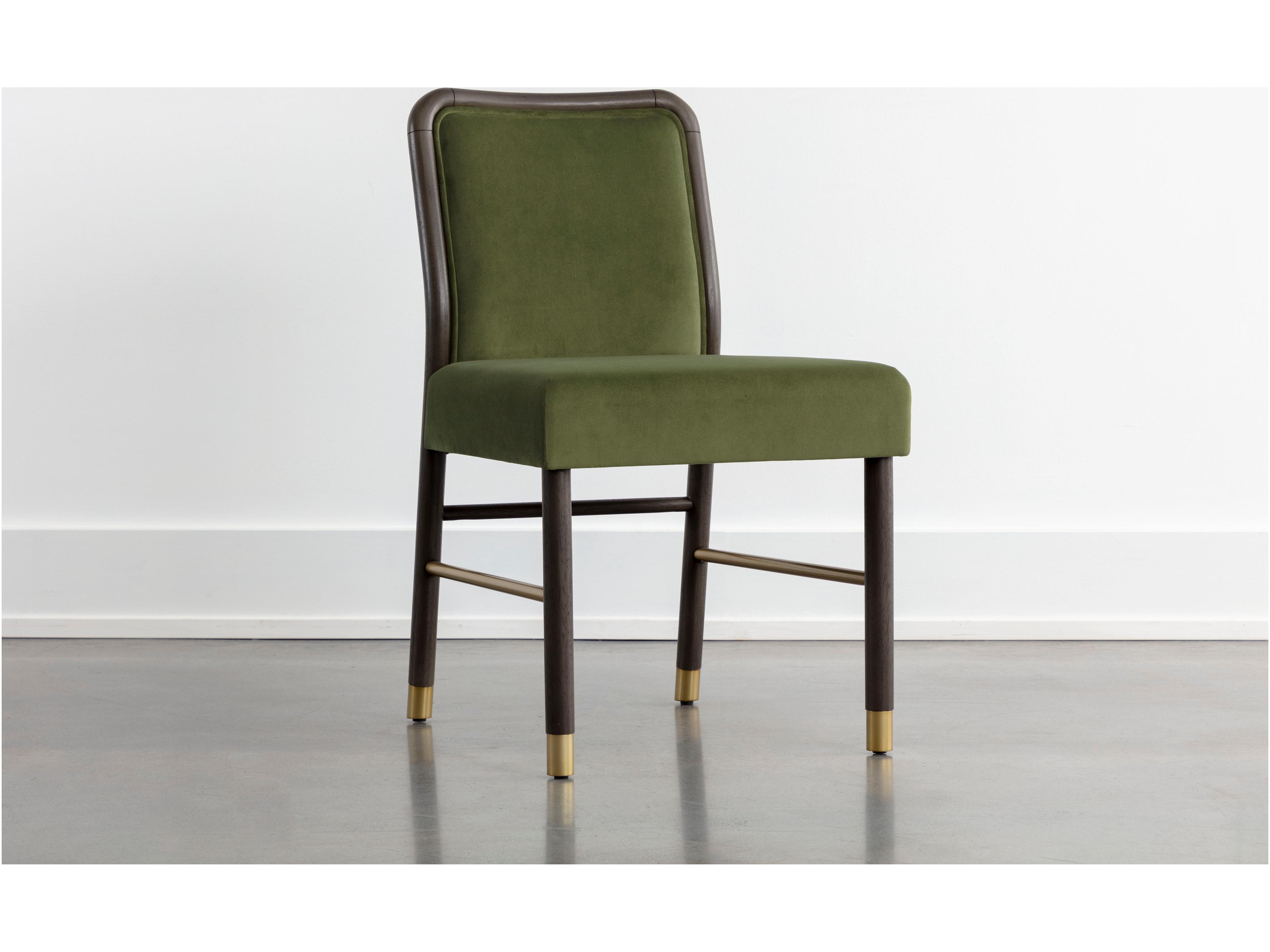Jeno Rubberwood Green Upholstered Side Dining Chair