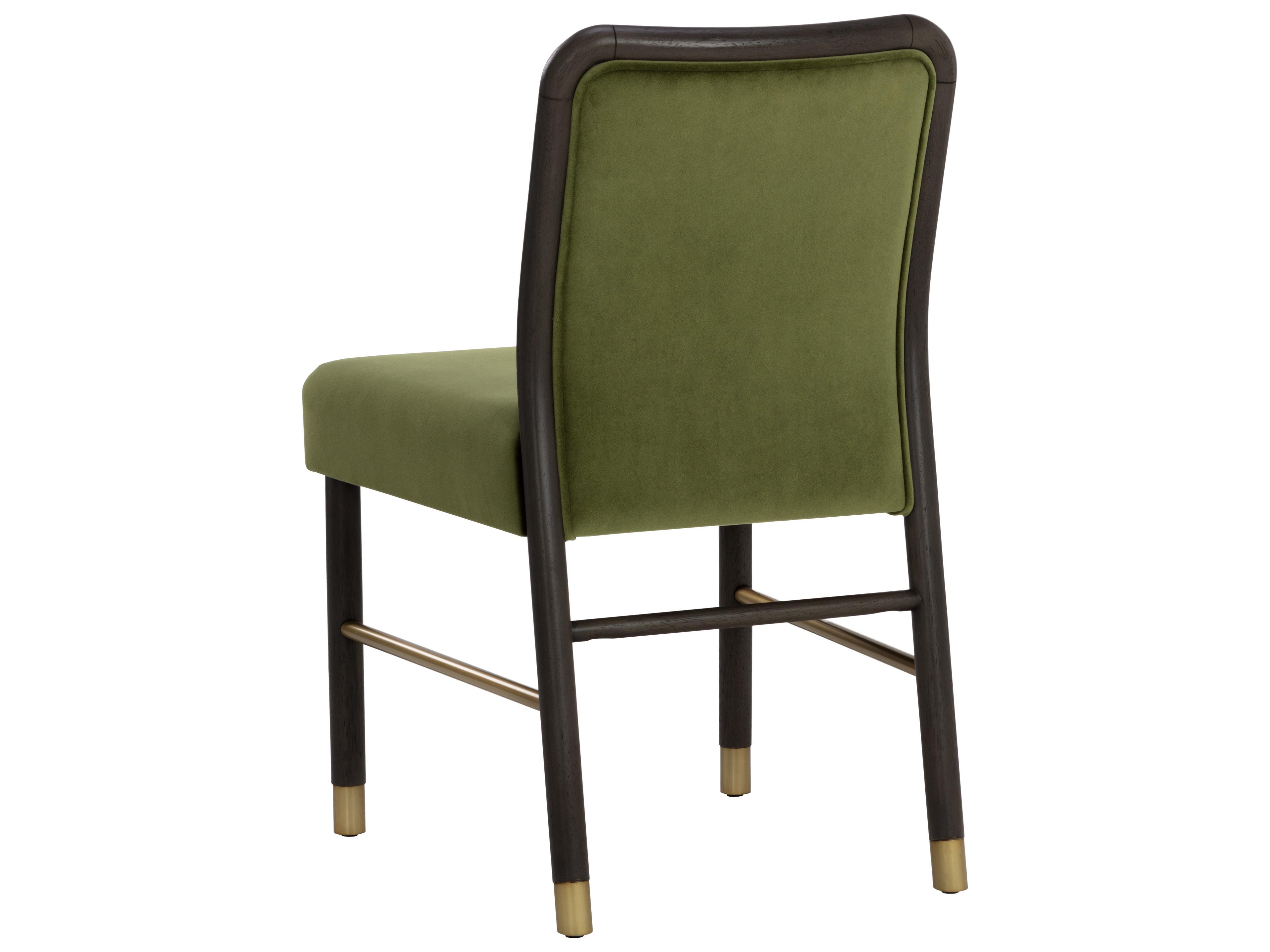 Sunpan Jeno Rubberwood Green Upholstered Side Dining Chair