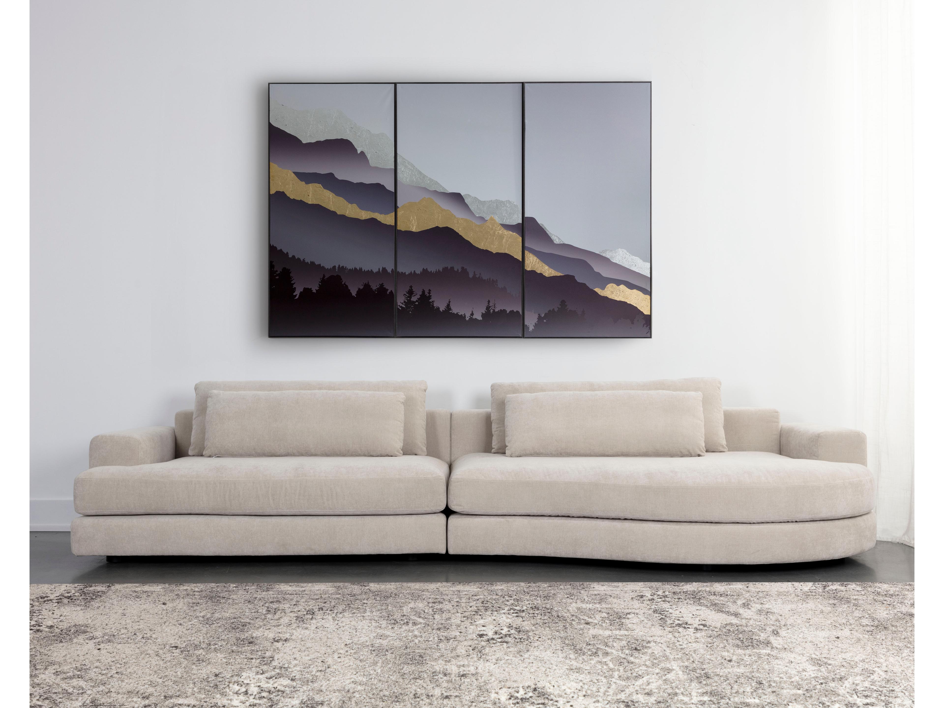 Sunpan Baela Black Cream Upholstered Sofa